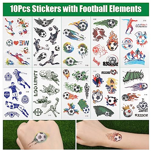 Zocipro Football Silicone Wristbands, 24Pcs Rubber Soccer Wristband Bracelets with 10 Football Themed Stickers, Football Sports Party Favours Gift for Kids Boys (4 Styles) - Image 3
