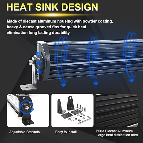 Miniatura 6 de Willpower Barras de luz LED curvadas de 52 pulgadas, 300 W, combo de inundación puntal, barra LED delgada, luces de conducción todoterreno, luces