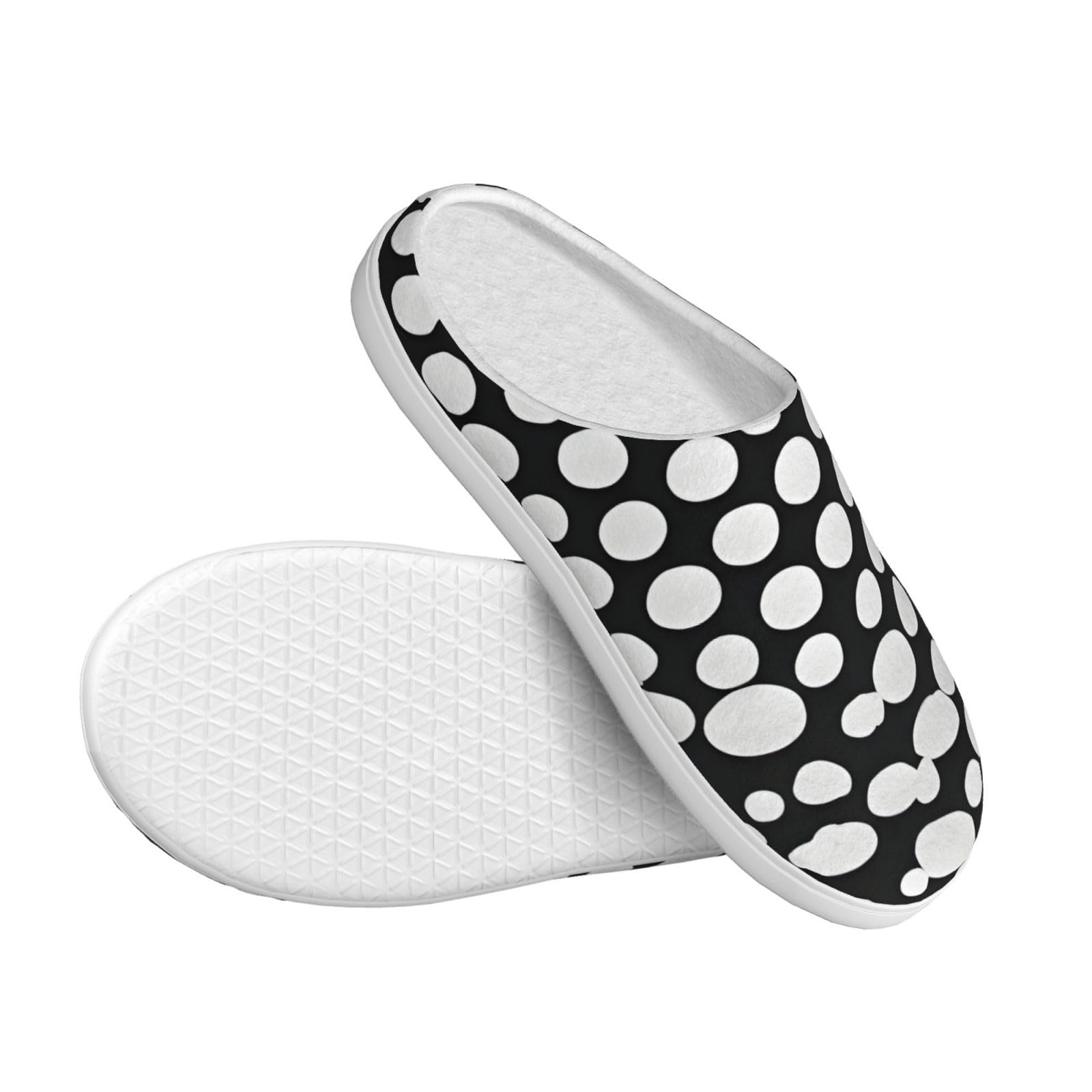 Nero Bianco Polka Dots Pattern Stampa Adulto TPR Pantofole Lavabile per Uomo e Donna Traspirante e Accogliente Scarpe invernali