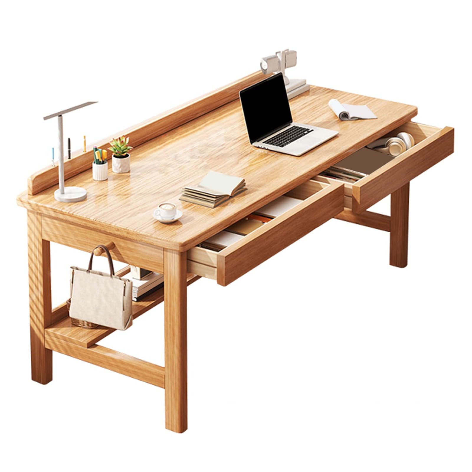 Bureau en bois d'hévéa moderne blanc de 80 x 60 x 75 cm à pieds stables
