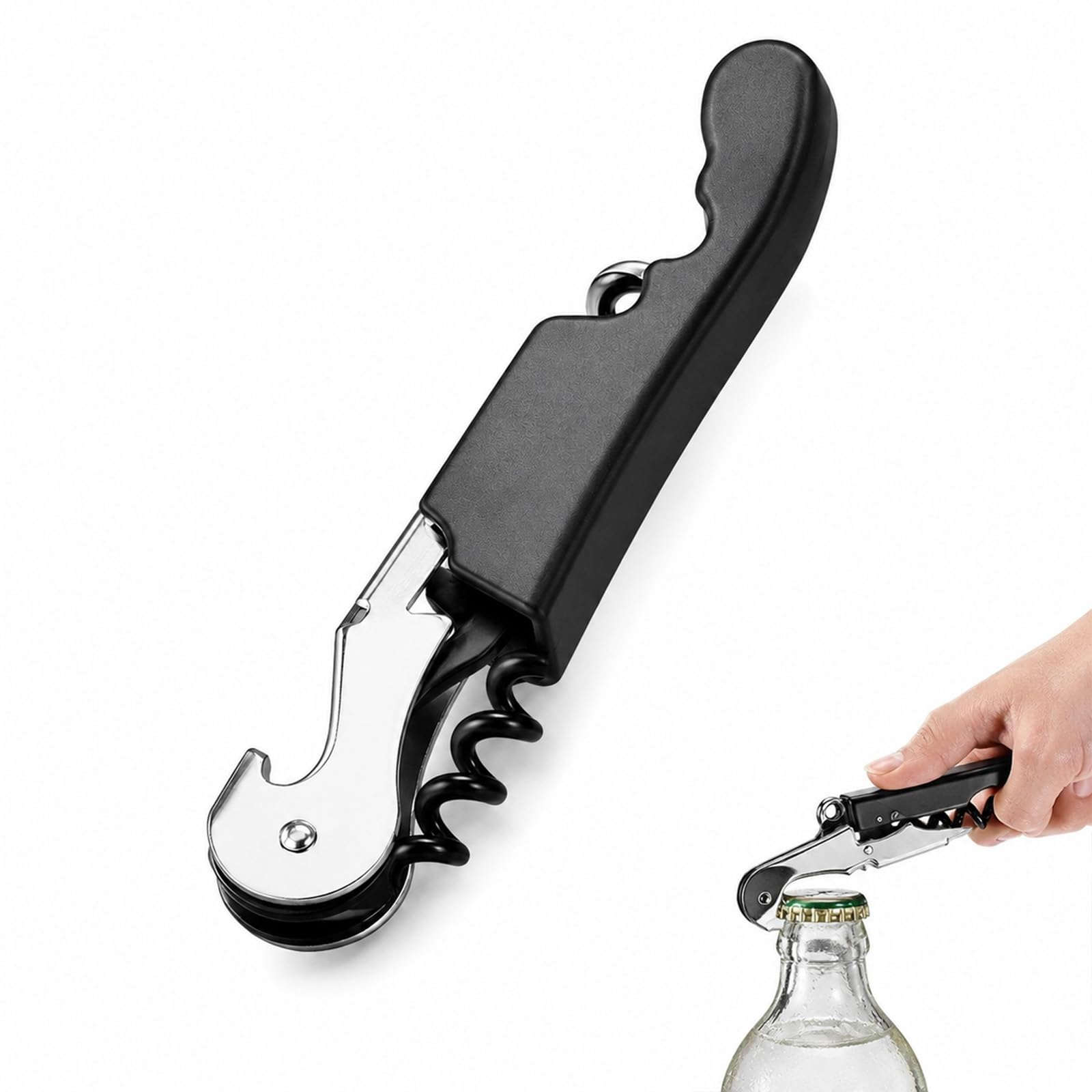 Solvind 3-in-1 Corkscrew Bottle Opener, Multifunctional Wine Opener with Foil Remover, Waiters Friend Corkscrew for Kitchen Restaurant Bar Home Party Use