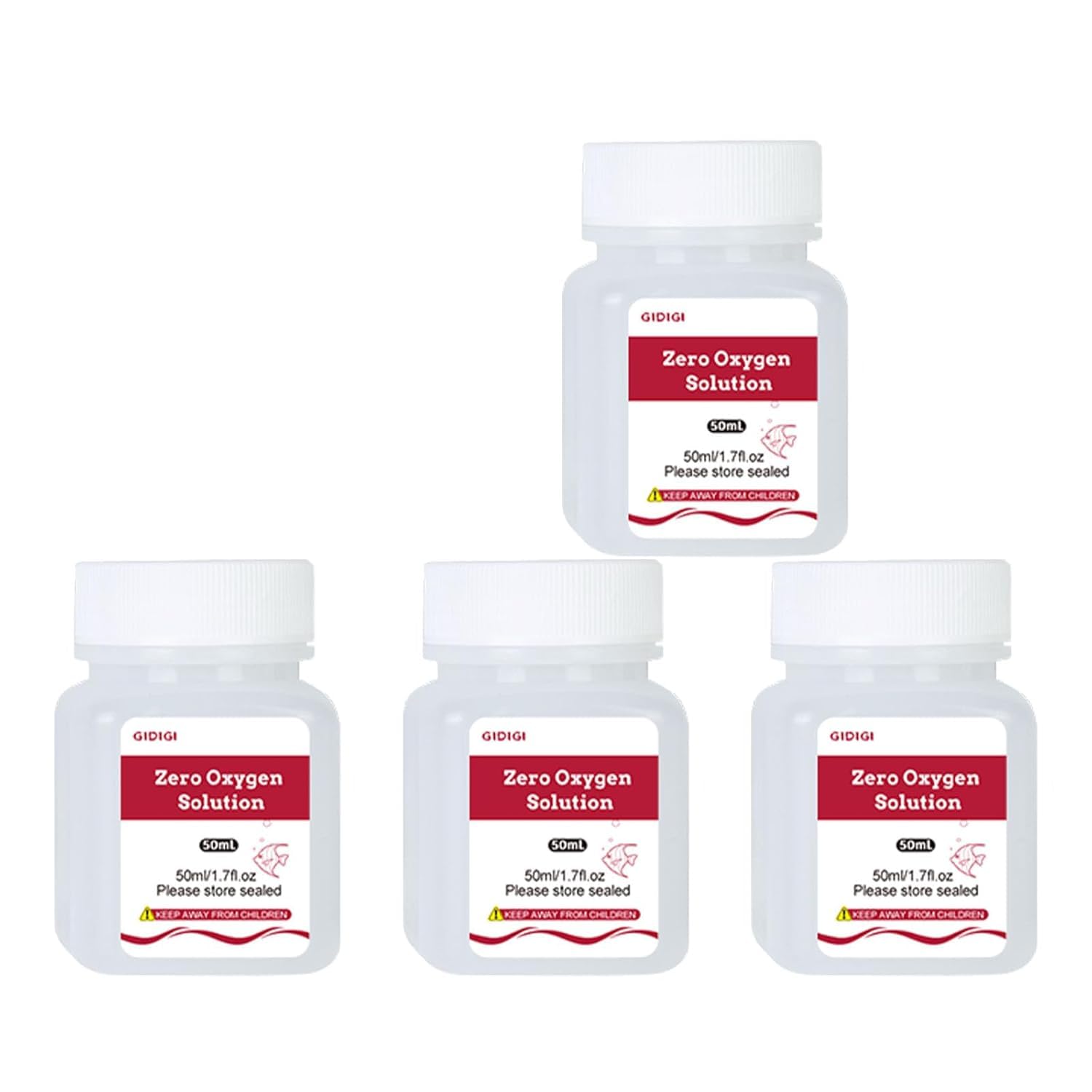 Null-Sauerstoff-Kalibrierlösung für Sauerstoffmessgeräte, 4 Flaschen à 50 ml Null-Sauerstoff-DO-Standardlösung, geeignet für alle Sauerstoffmessgerätemarken