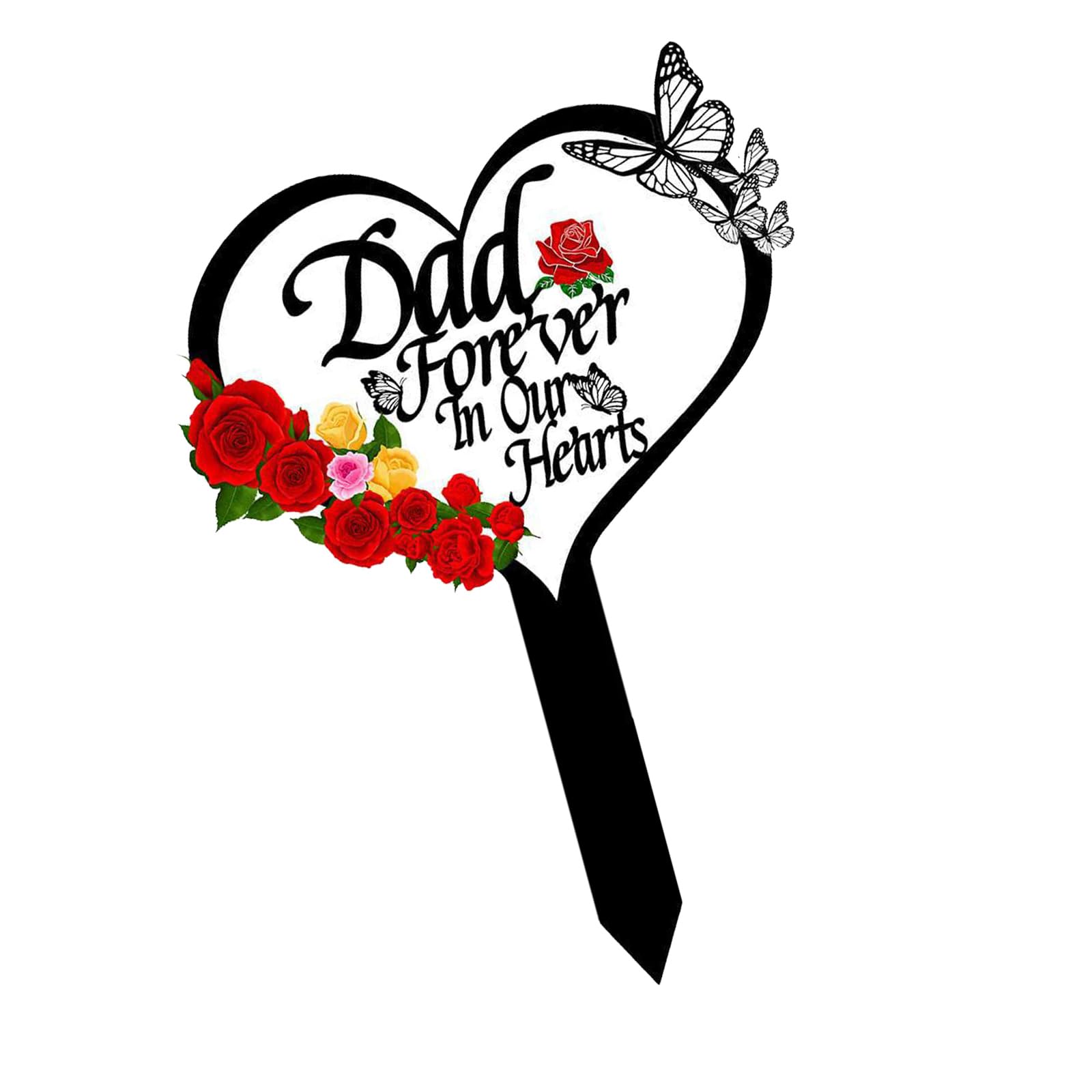 Acrylic Heart Shaped Grave Marker for Remembrance Mom/Dad Outdoor Cemetery Decoration Stake Sympathy Gift Individualized Grave Marker