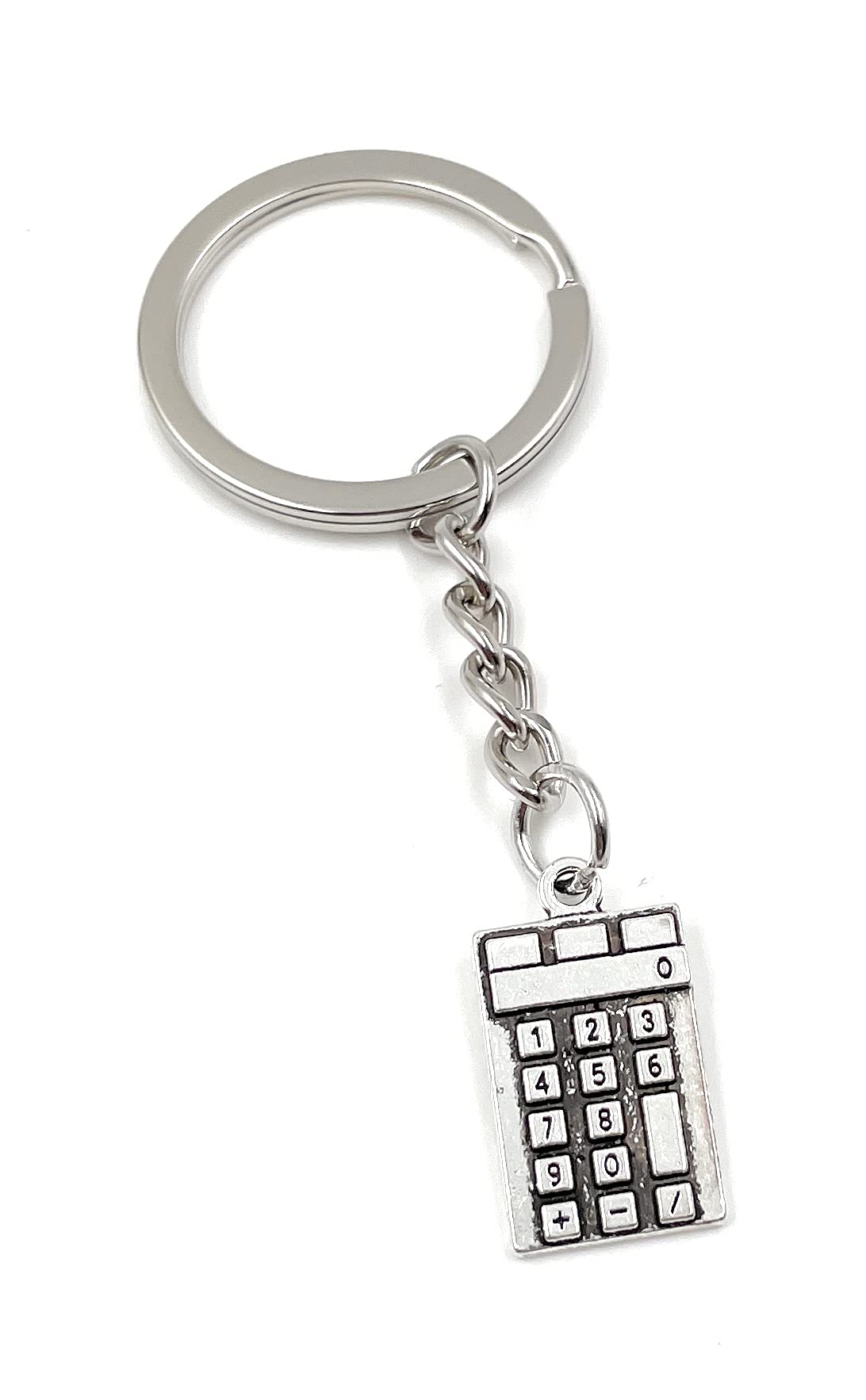 Onwomania Silver Keychain Calculator Calculator Metal Pendant Charm