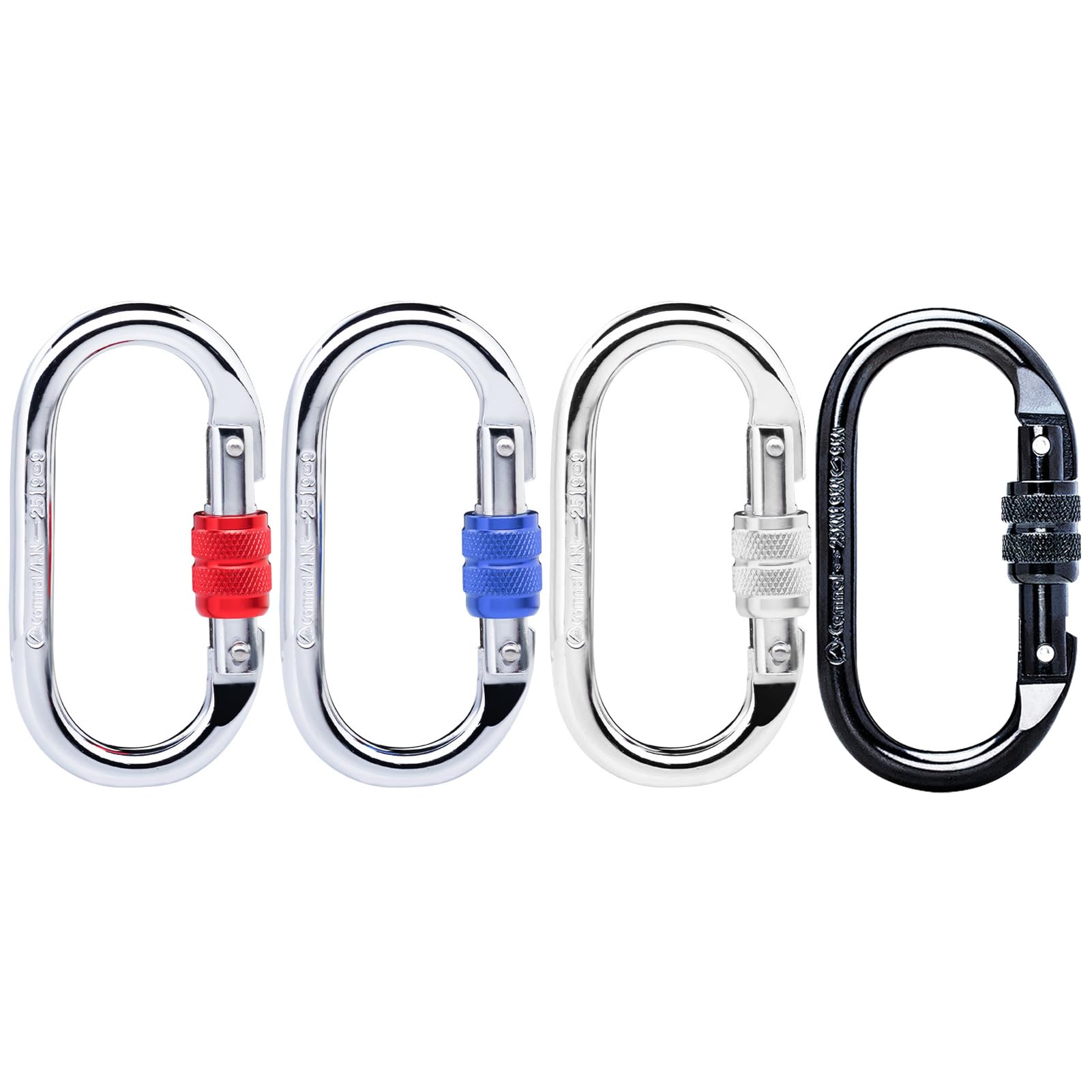 Aomiun 4 Pack O-ring Carabiner Clip - 25KN/5600lbs Climbing Grade Steel Carabiner Clip, Outdoor Gear for Rock Climbing, Camping, Hiking Backpack Accessories EN362