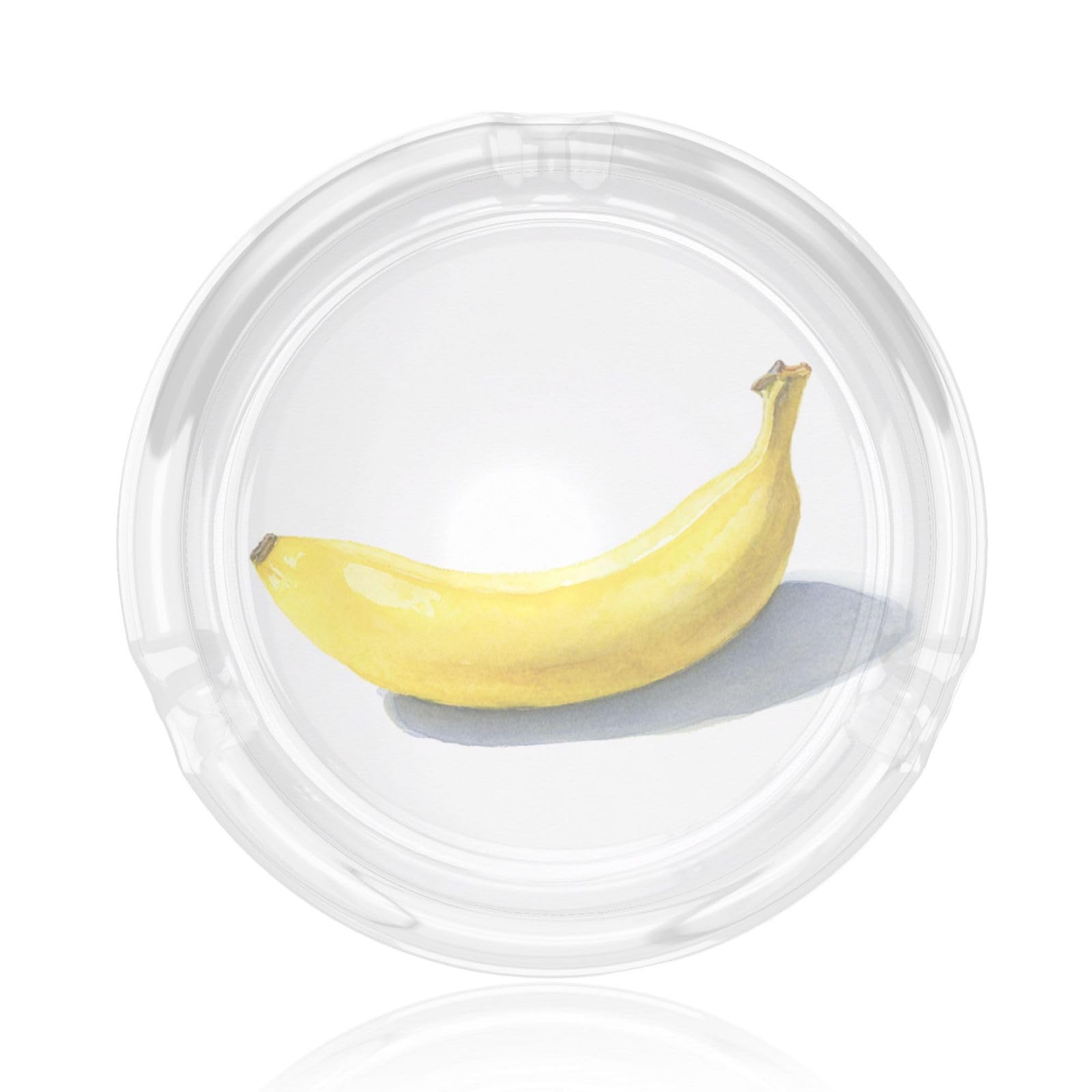 Single Yellow Banana Watercolor Glass Ashtray For Cigarettes Ash Trays Case For Home Office Decor