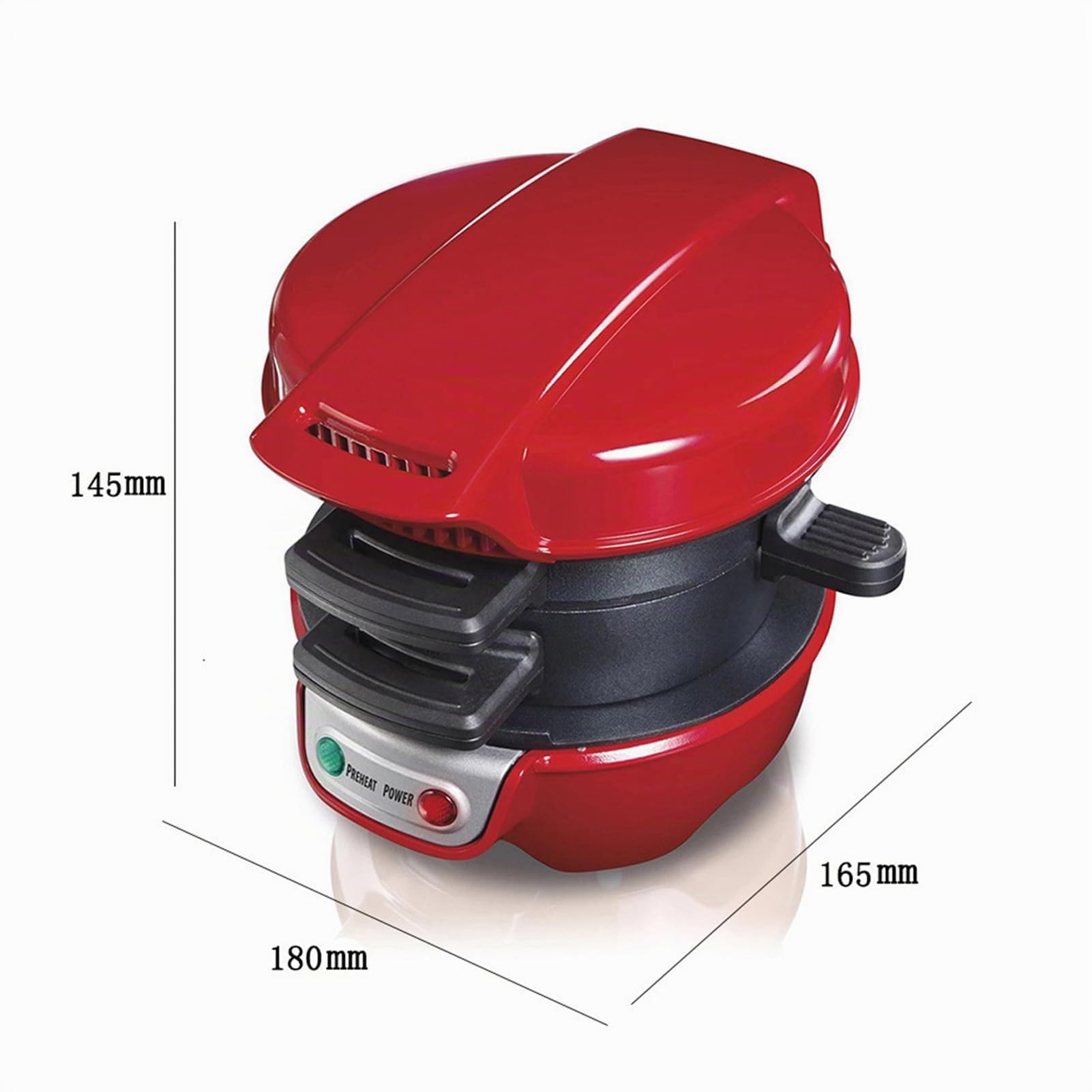 Appareils à Sandwiches, Grill Sandwich/Hamburger, Avec Compte à Rebours Numérique, Lave-vaisselle, Parfait Pour Les Hamburgers, Collations, Petit-déjeuner Rapide (Rouge)