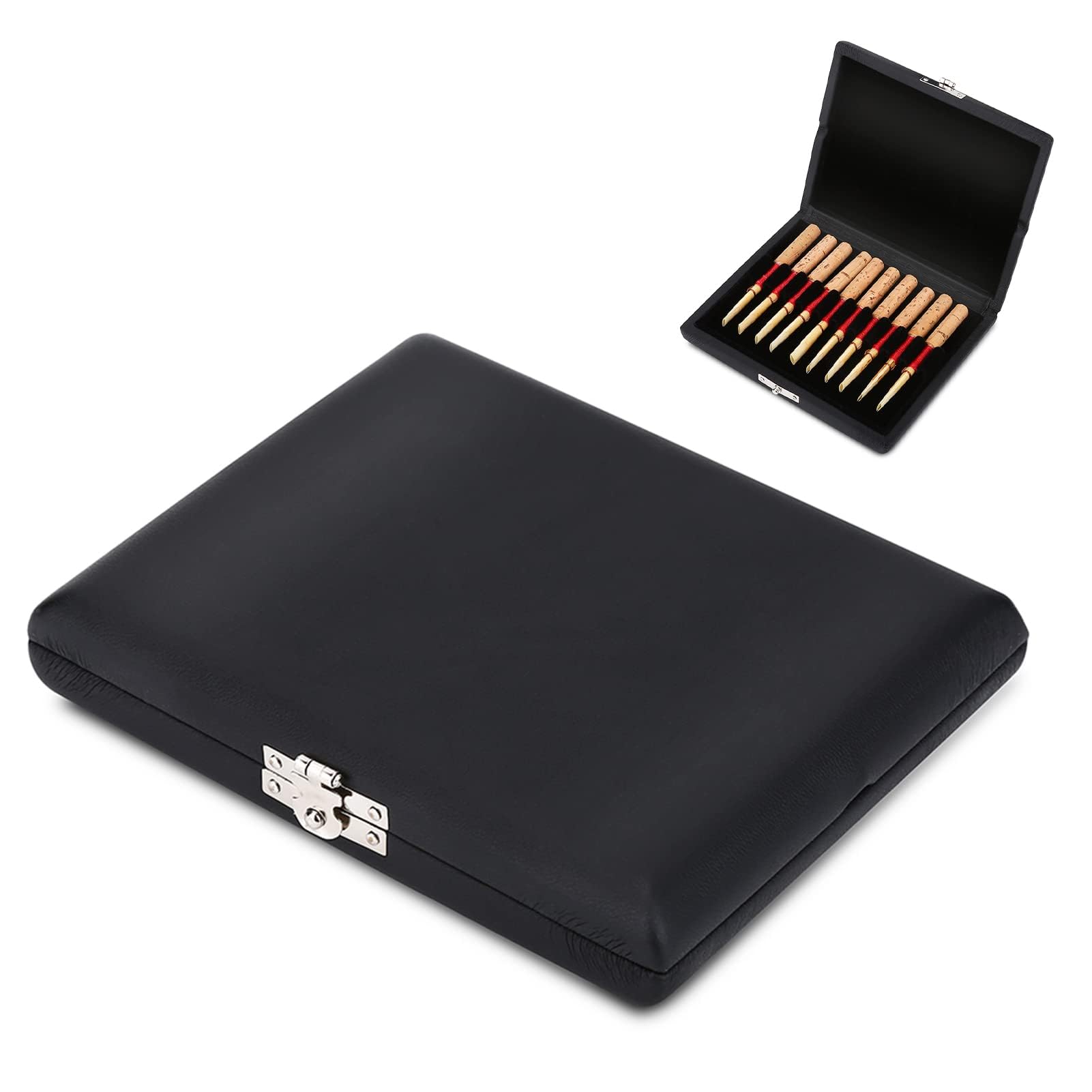 Estuche de Almacenamiento de Caña para Múltiples Instrumentos, Funda de Madera y Cuero de PU, Caja de Almacenamiento para Soporte de Caña, para Cañas de Oboe de 10 12 20 Piezas(#1)