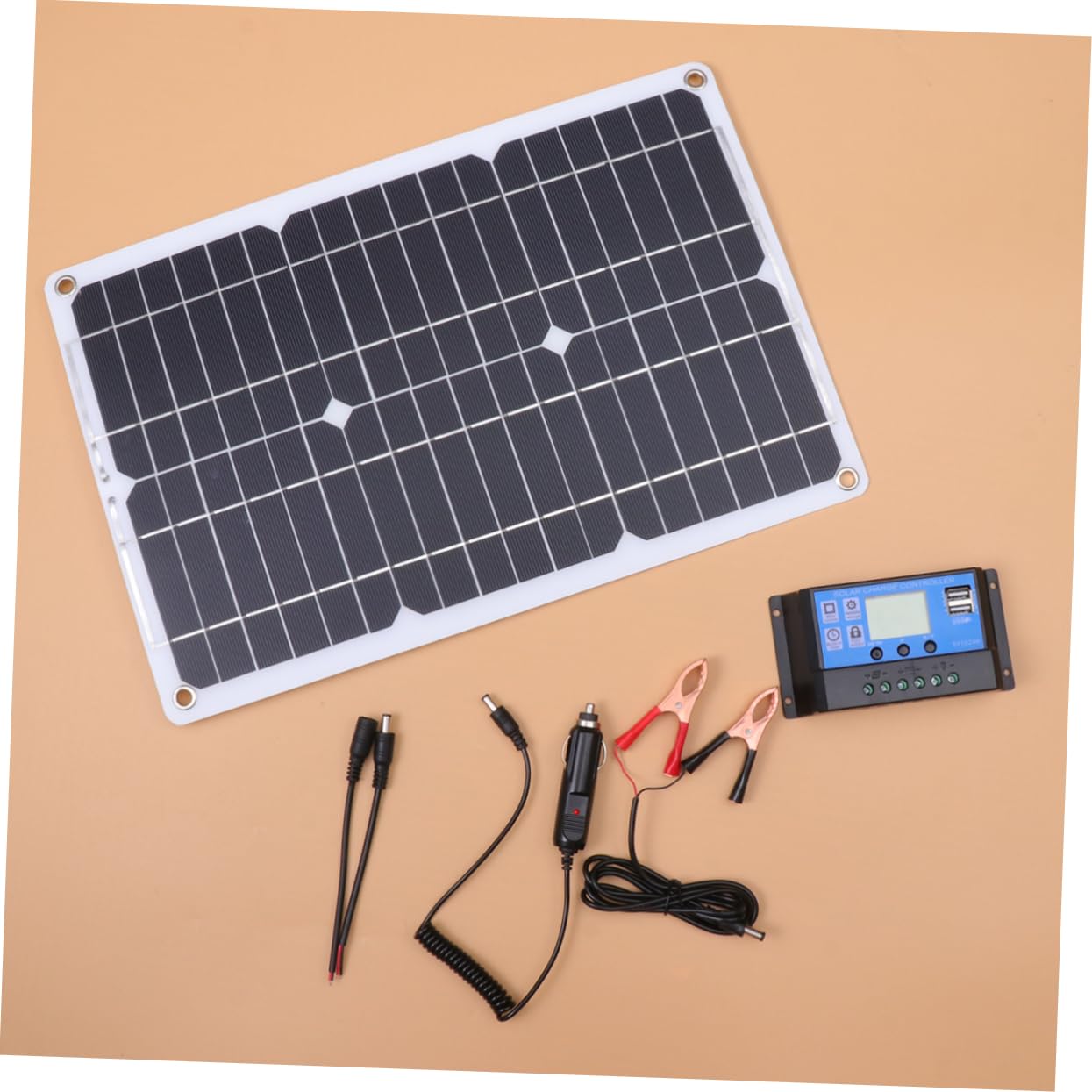 Panneau Solaire 18w Semi-flexible avec Contrôleur, Monocristallin Noir