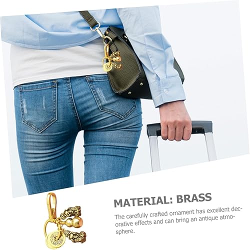 Vista 7 de 2 juegos de llaveros pi yao llavero wu 2023 wu salud amuleto llavero para mochilas, adorno de coche, llavero de latón llave colgante calabaza