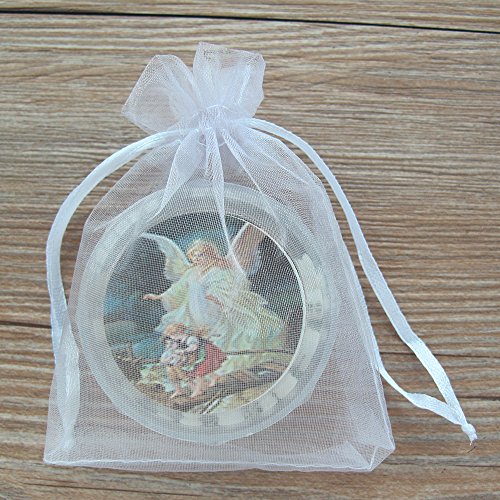 First Communon Baptism White Scented Rosary Favor - 12 Guardian Angel Rosaries With Individual Gift Box And Bag #TOP2