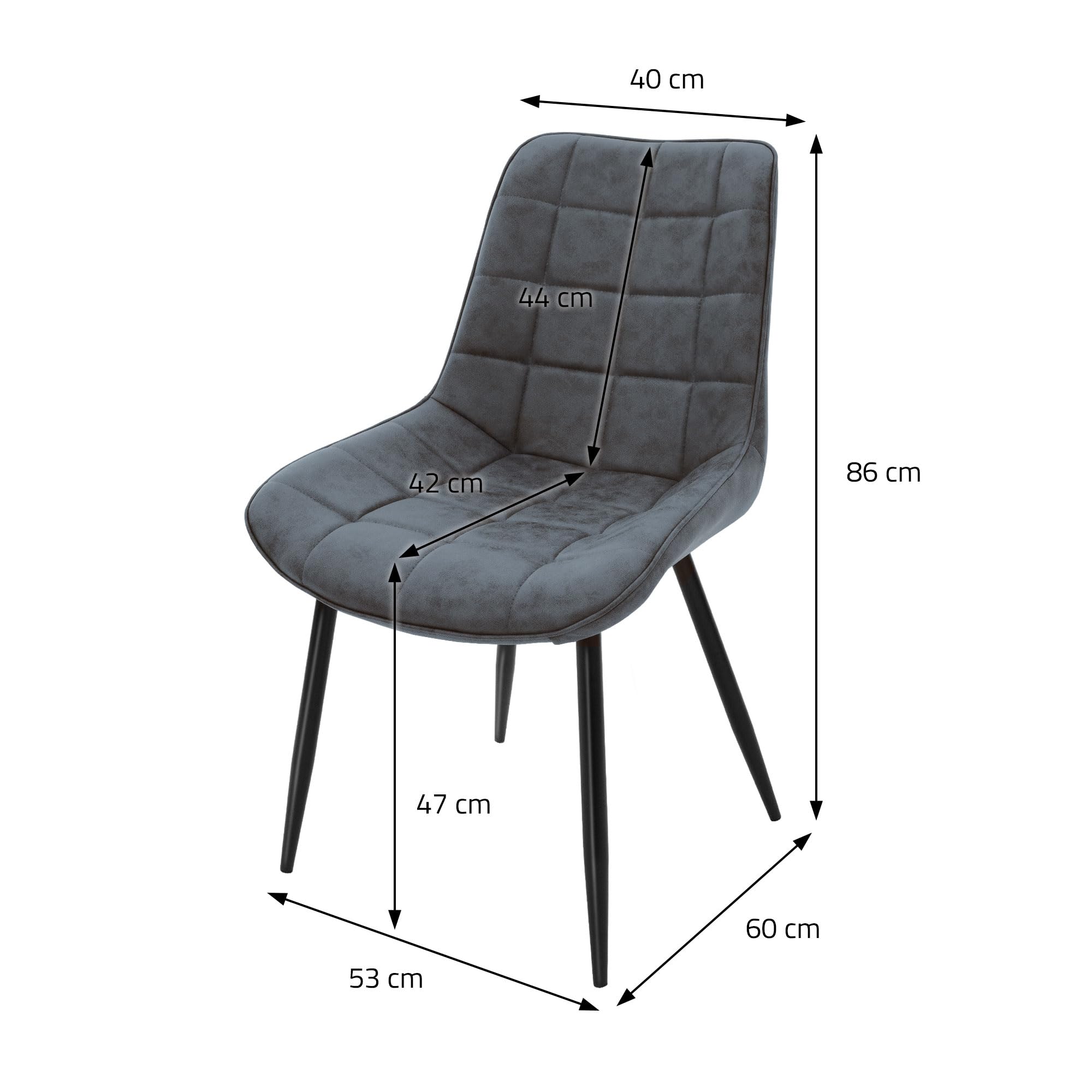 ML-Design Set di 2 Sedie per Sala da Pranzo Antracite con Schienale Sedia per Cucina con Rivestimento in Ecopelle Imbottita Gambe in Metallo Sedia Salotto Soggiorno Materiale Traspirante e Morbido