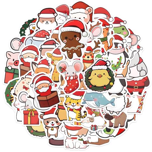 COLOFALLA 50 Stück Klein Tier Weihnachtsaufkleber Tiere Weihnachten...