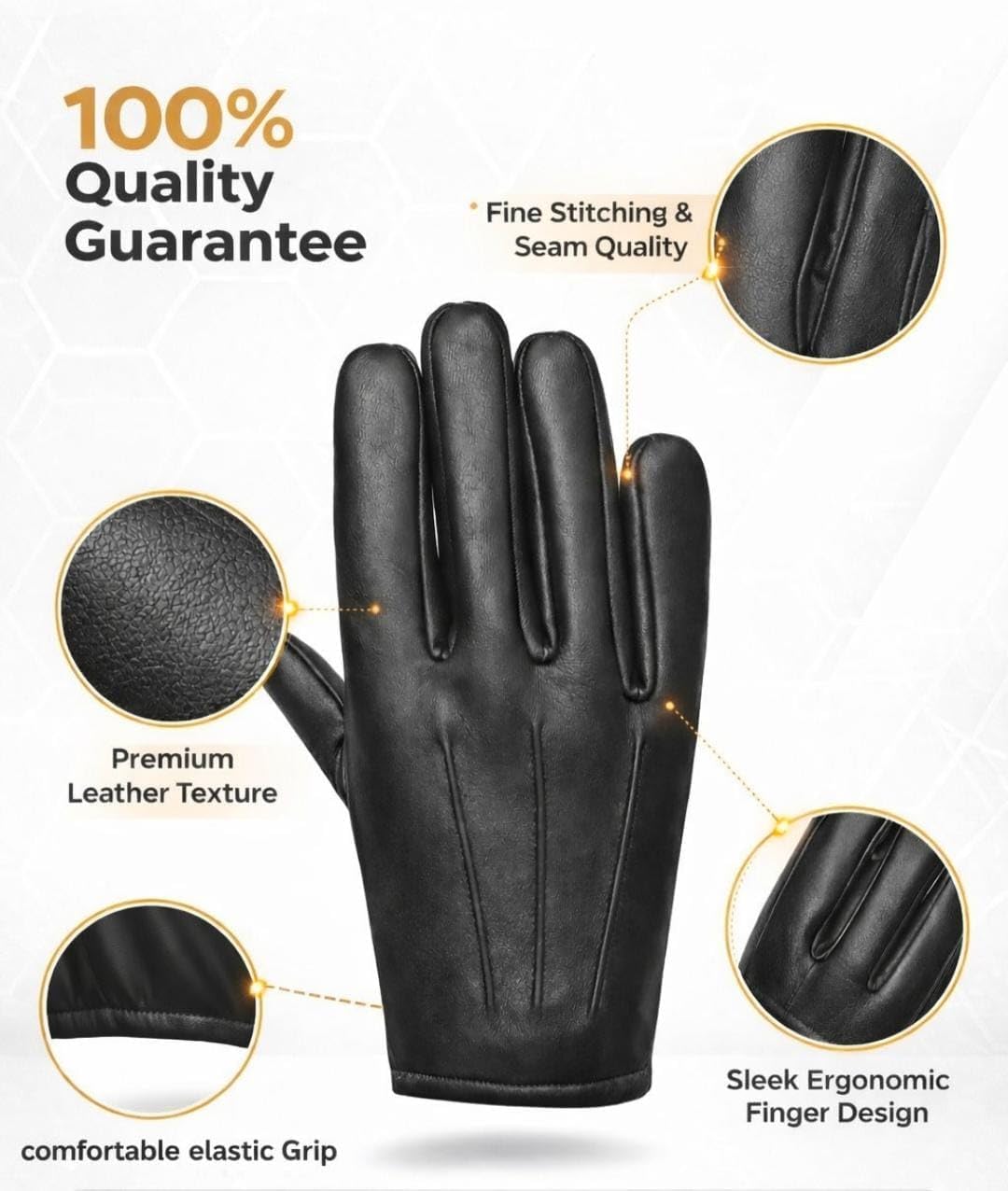 Men’s Genuine Leather Police Driving Gloves Soft Unlined Gloves for Men,Security Guard, Motorcycle & Cold Weather