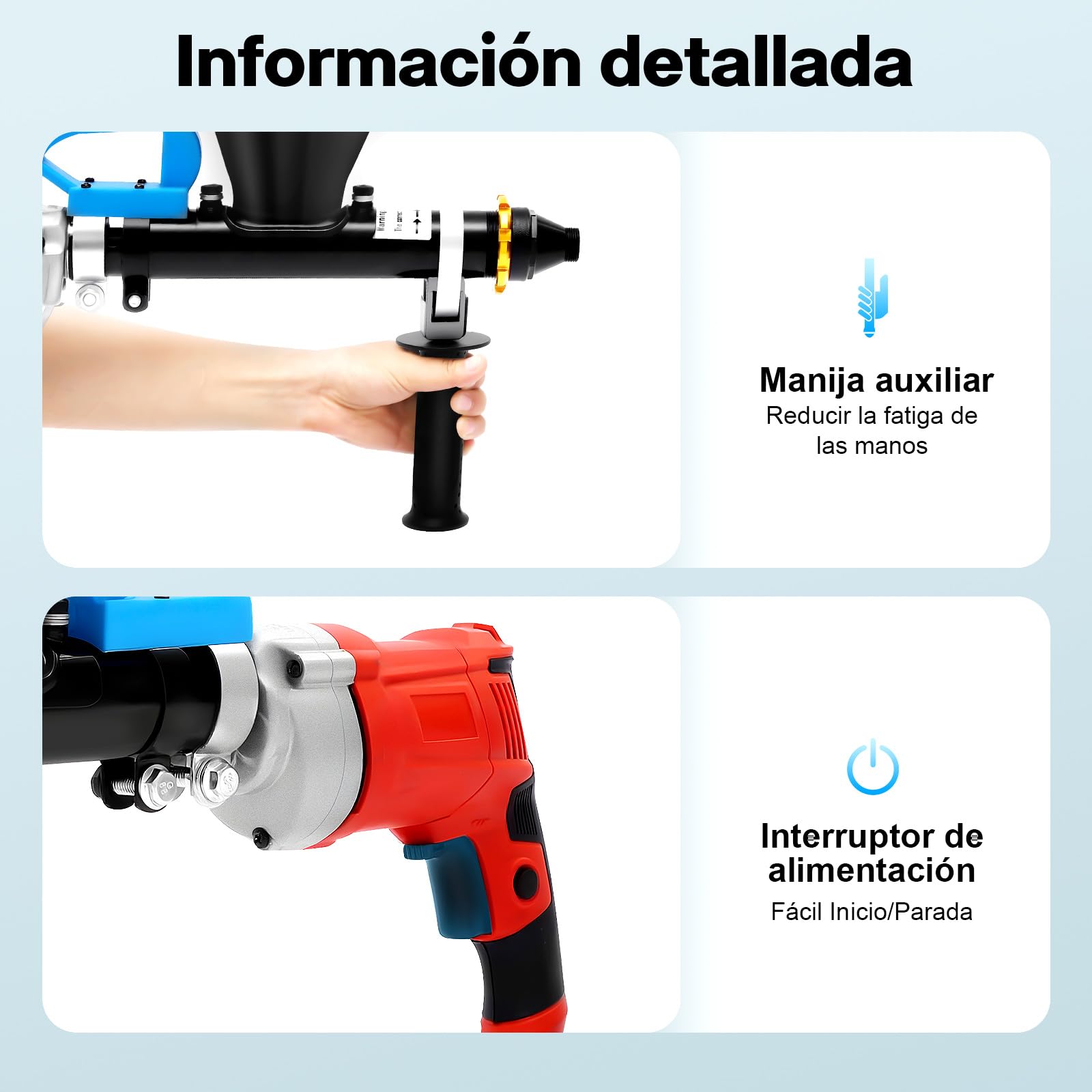 Pistola eléctrica de mortero de 700 W, de acero inoxidable, con 2 boquillas extraíbles, pistola eléctrica para lechada