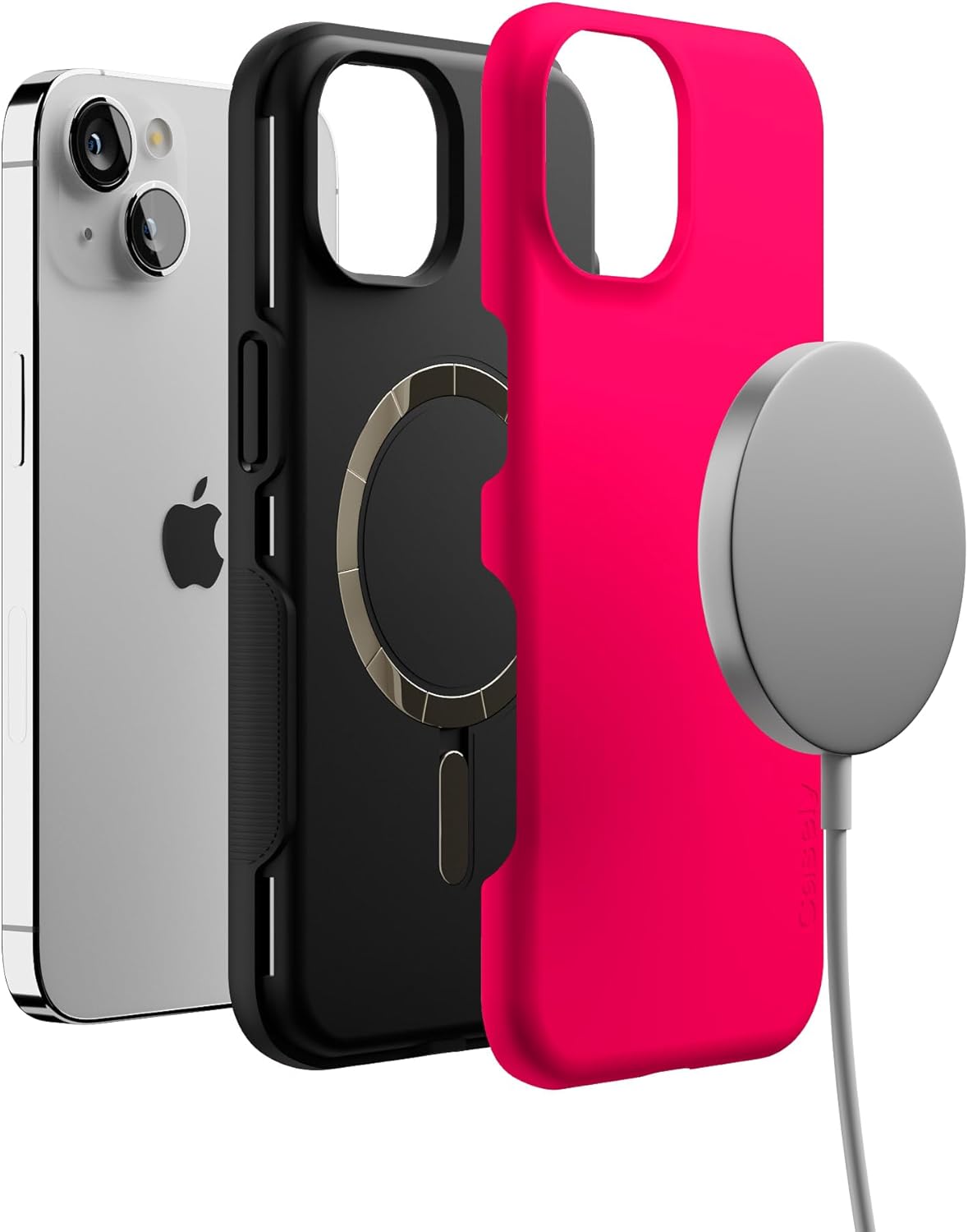 Casely iPhone 13 Case | Think Pink | Solid Neon Pink | Bold Protective Design | Compatible with MagSafe