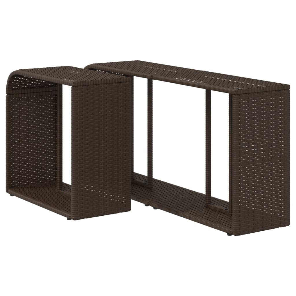 2er Set Gartenregal aus Poly-Rattan Braun, Stabiles Standregal für Garten, Terrasse und Poolbereich, Modulares Aufbewahrungsregal