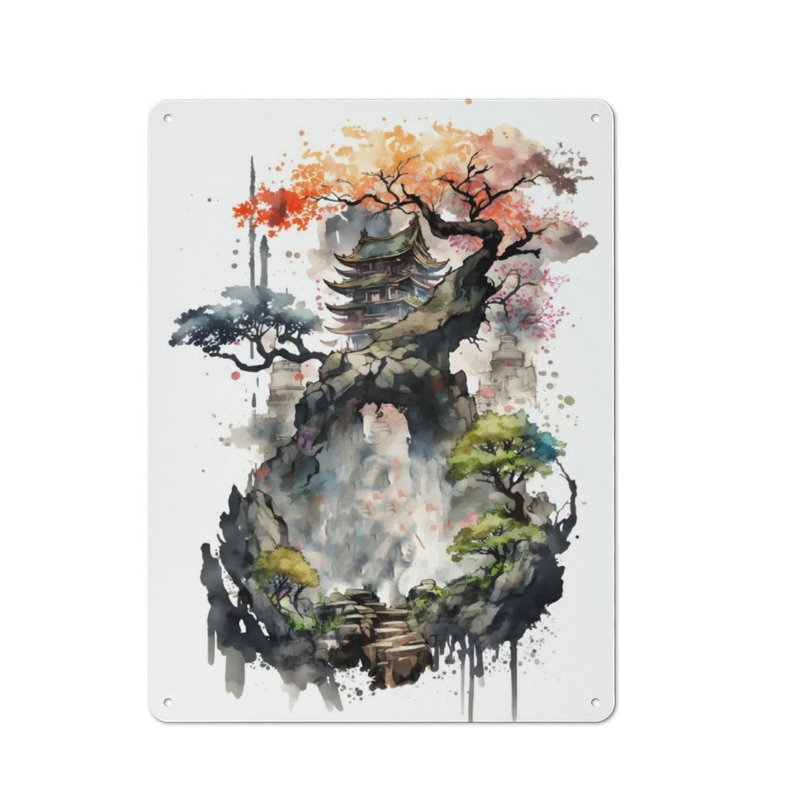 Junmoney Cherry Blossom 21 Rustic Metal Wall Sign 40X30cm For Home Office Or Studio, For Garage, Workshop And Man Cave Decoration