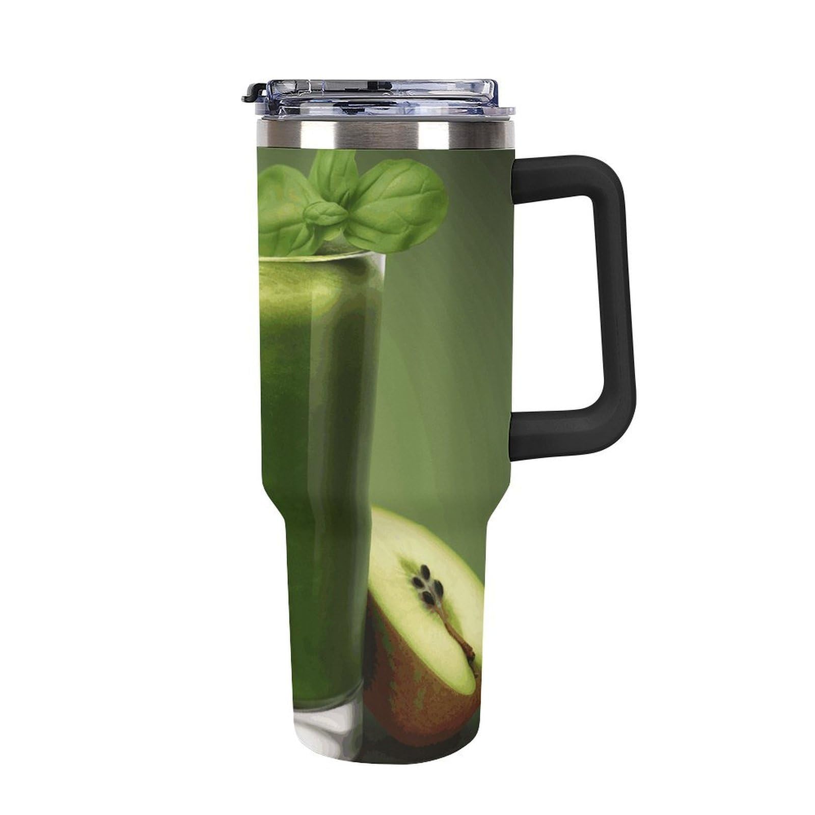 Autobecher aus 304 Edelstahl, 1,2 l, grüner Fruchtsaftbecher mit Strohhalm und auslaufsicherem Deckel, großes Fassungsvermögen, vakuumisolierter Reisebecher für Auto-Becherhalter
