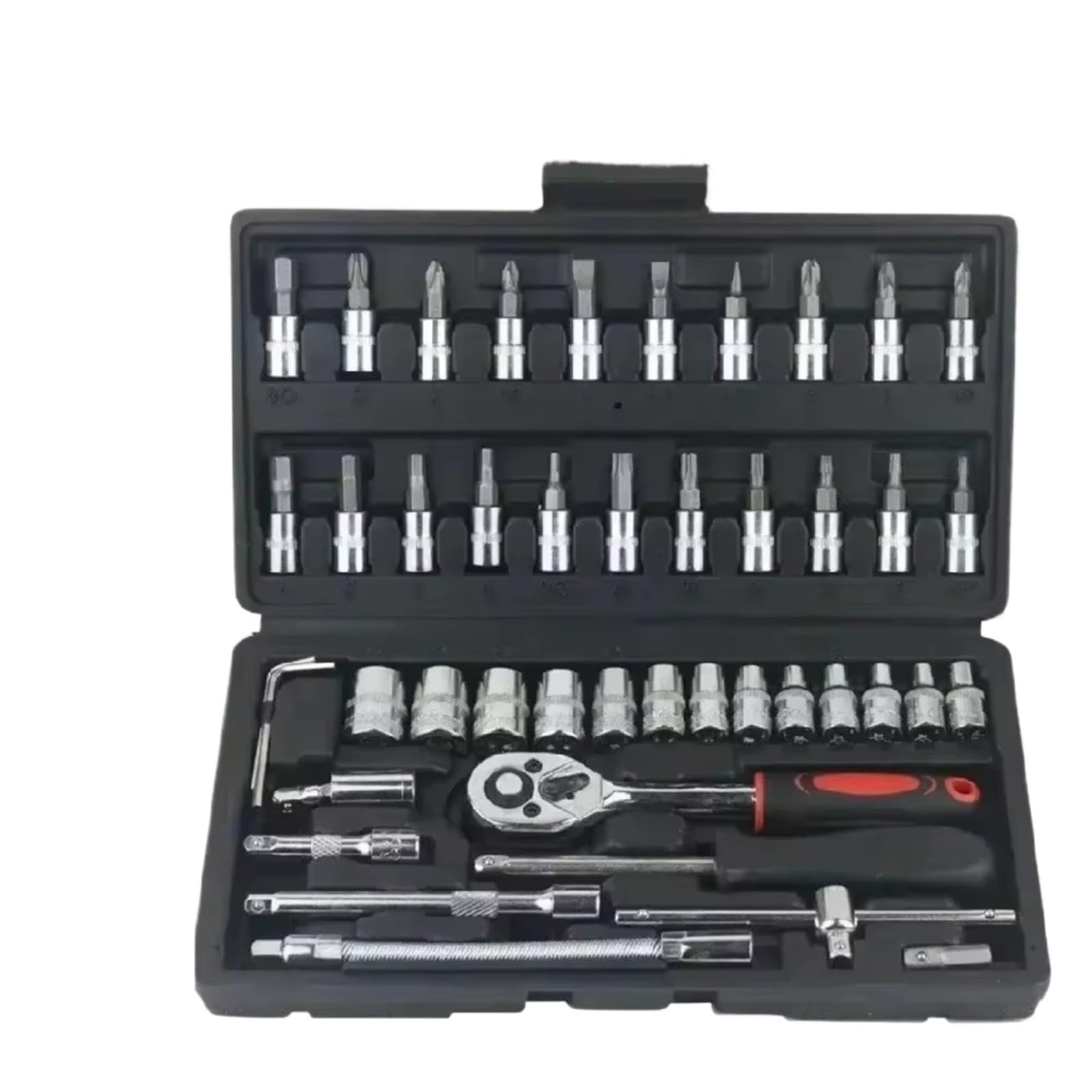 Maletín herramientas multiusos Kit Herramientas Reparación Automóviles 46 Unids/set Juego Enchufes Llave Dinamométrica Trinquete Para Combo Kit Para El Hogar Herramientas De Mano