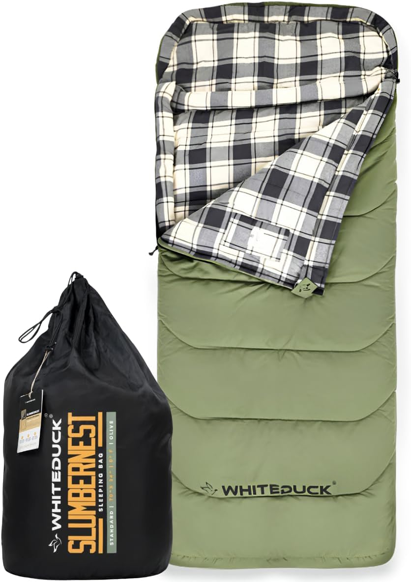 WHITEDUCK All-Season Adult Sleeping Bags 0-50°F with Pillow Pocket