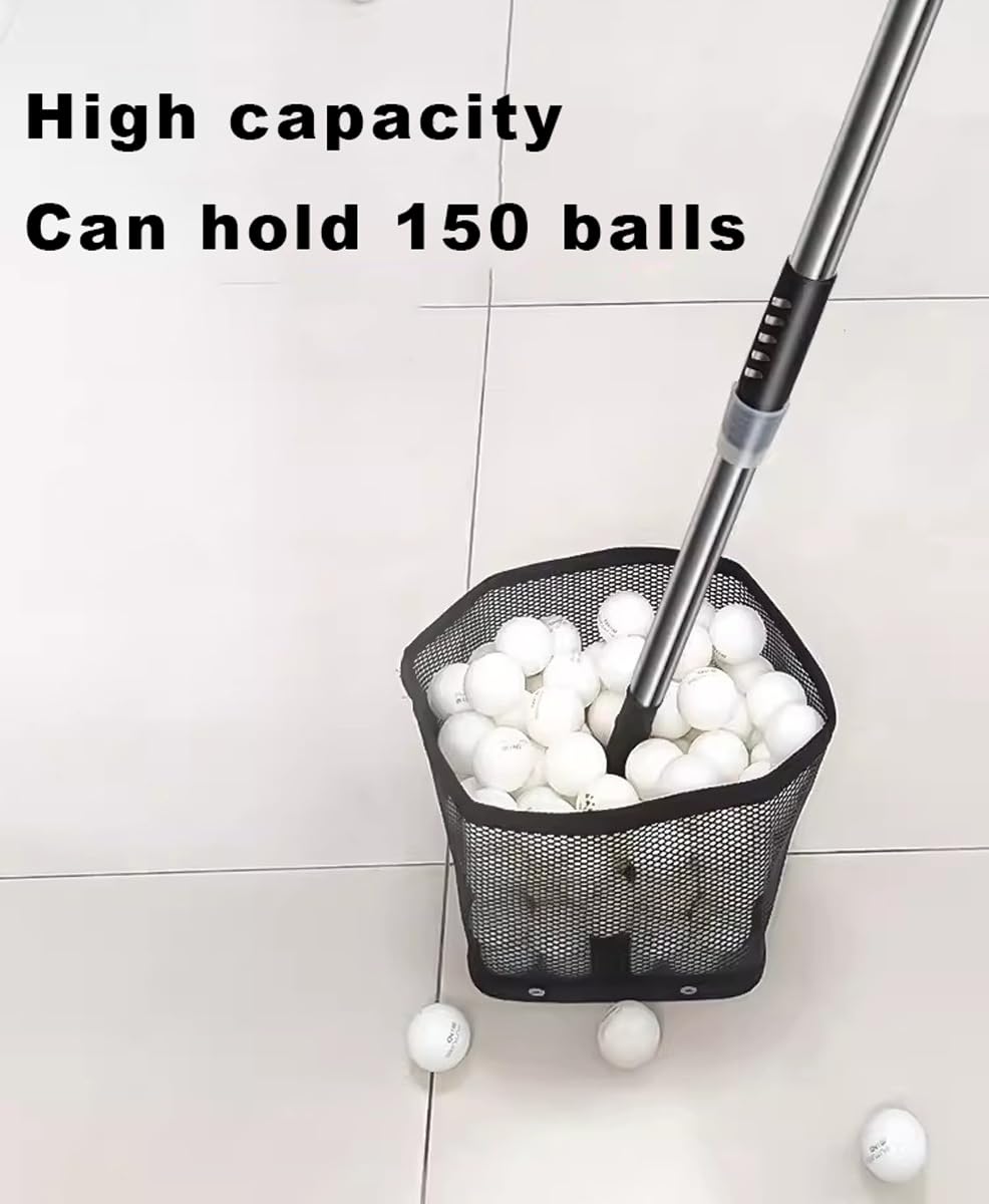 Recupero di palline da ping pong ad angolo regolabile con manico telescopico, tramoggia portatile per allenamento e uso in discoteca, strumento pieghevole in alluminio con custodia