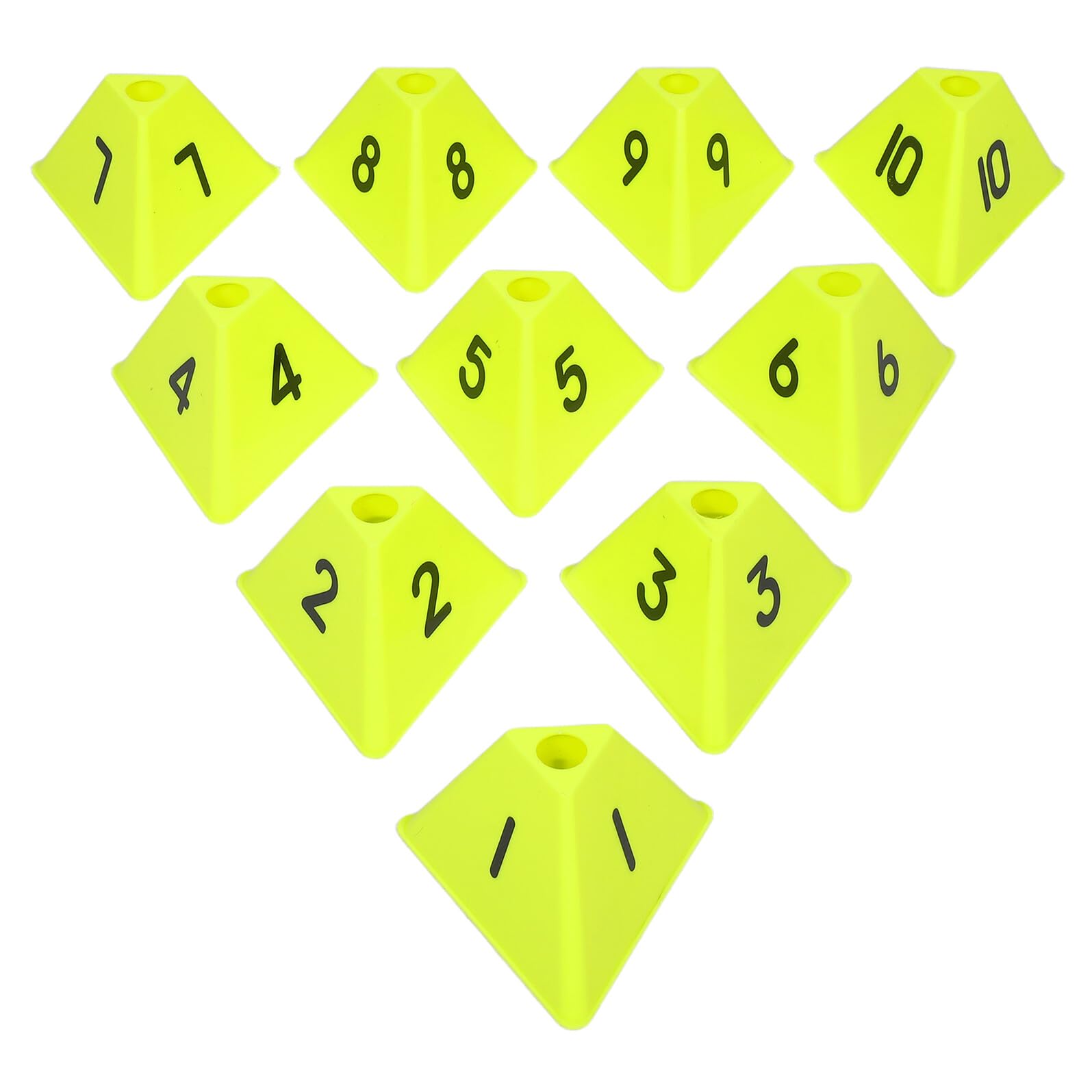 Anneome 10piezas Conos Marcadores Numerados para Fútbol Entrenamiento Deportivo Triangular con Marcación para Ejercicios de Velocidad y Agilidad Interiores y Exteriores