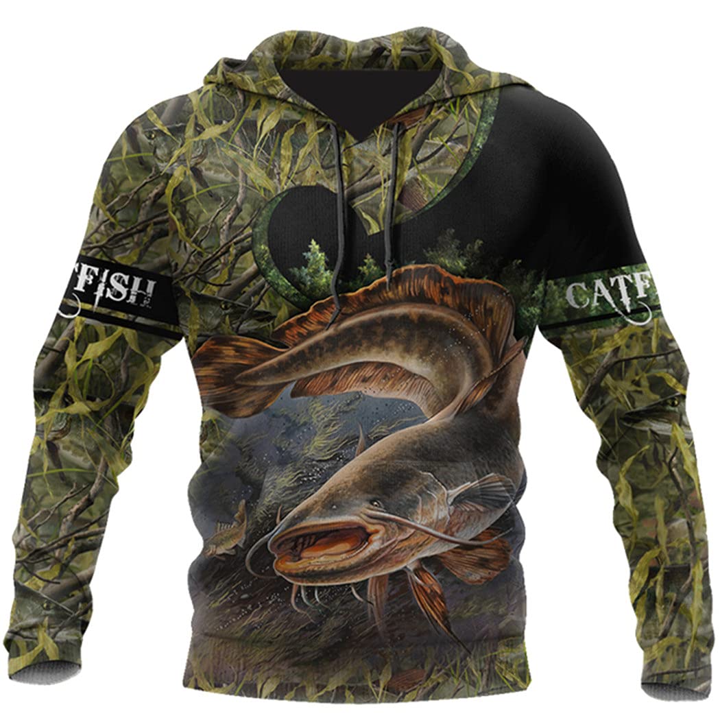 Catfish Fishing Water Camo 3D Printed Hoodie Mens Harajuku Streetwear Pullover Hoodies Autumn Jacket Tracksuits