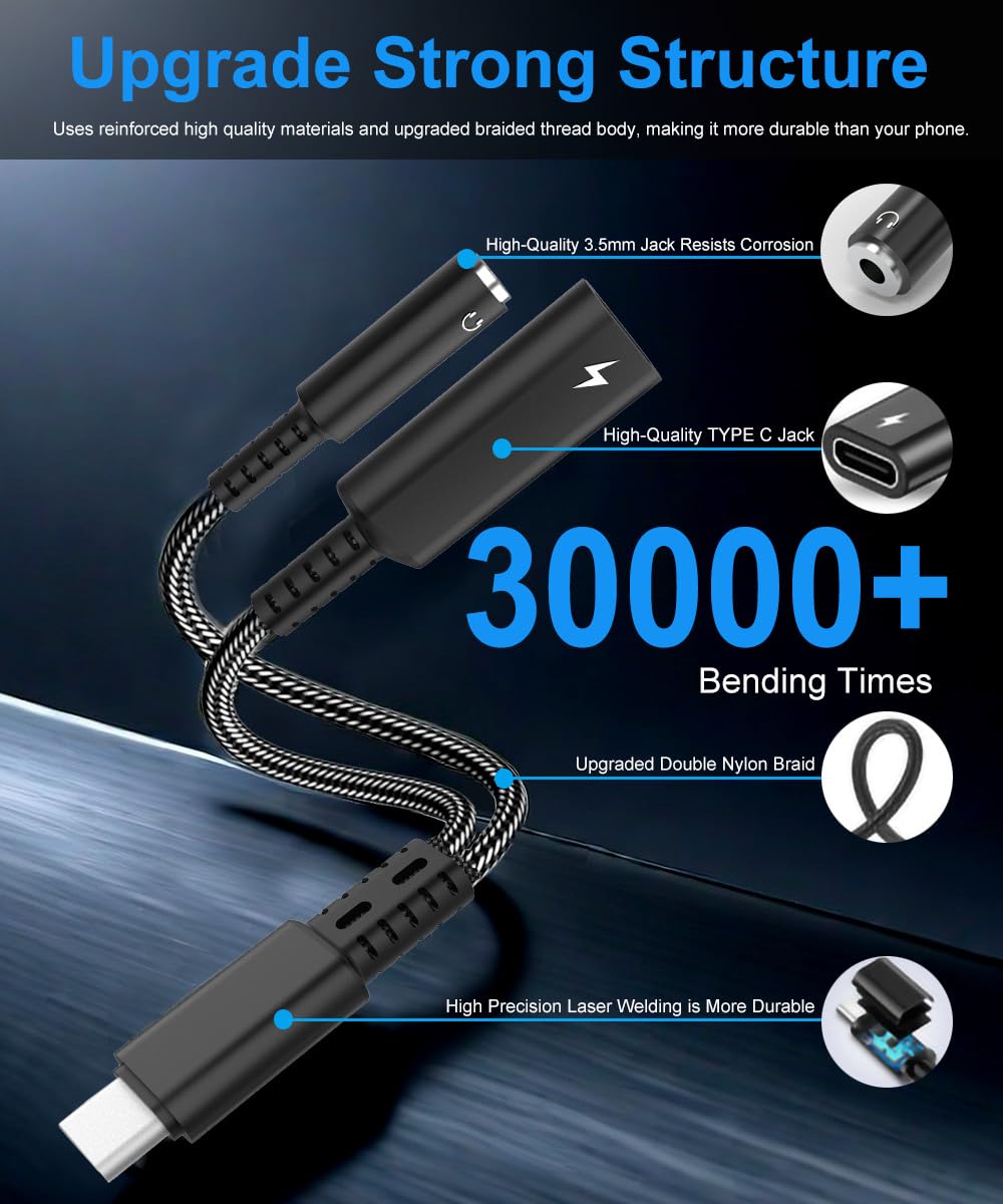 USB C naar 3,5 mm jack adapter 2-in-1 type C