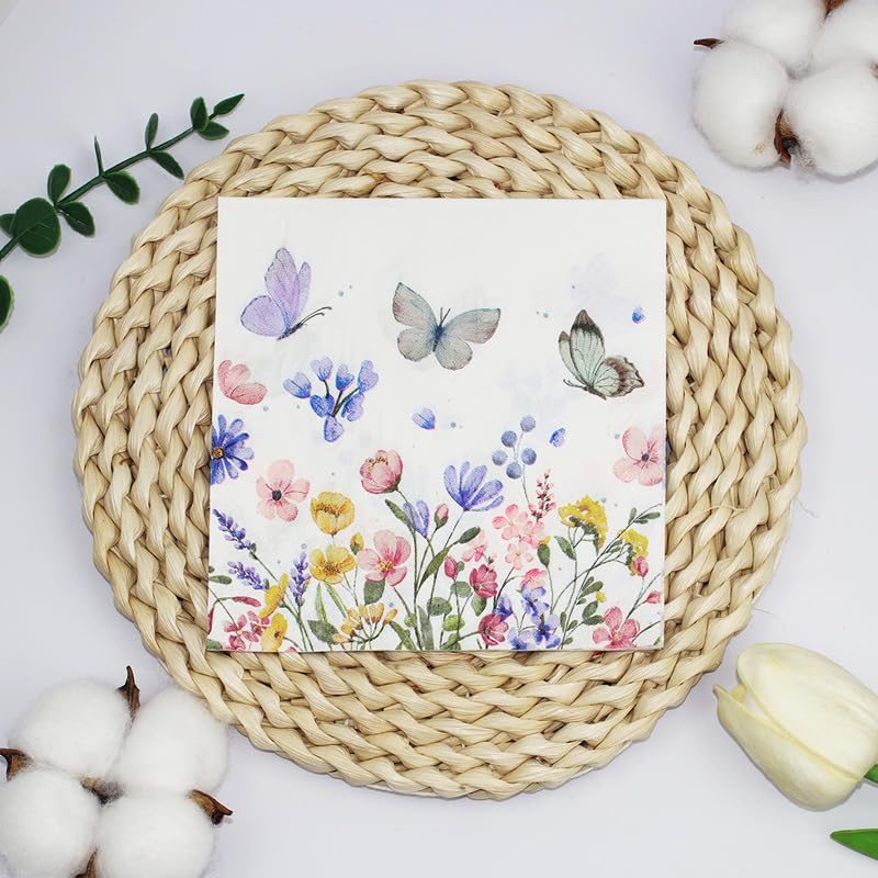 Tovaglioli di Carta Insetti Gialli Blu Tovaglioli per Decoupage Decorati Tovaglioli Bar Compleann Carta Lgienica Tovagliolo Decorazione Da Tavola Usa e getta Per Matrimoni Feste 30 Packs(33x33cm)