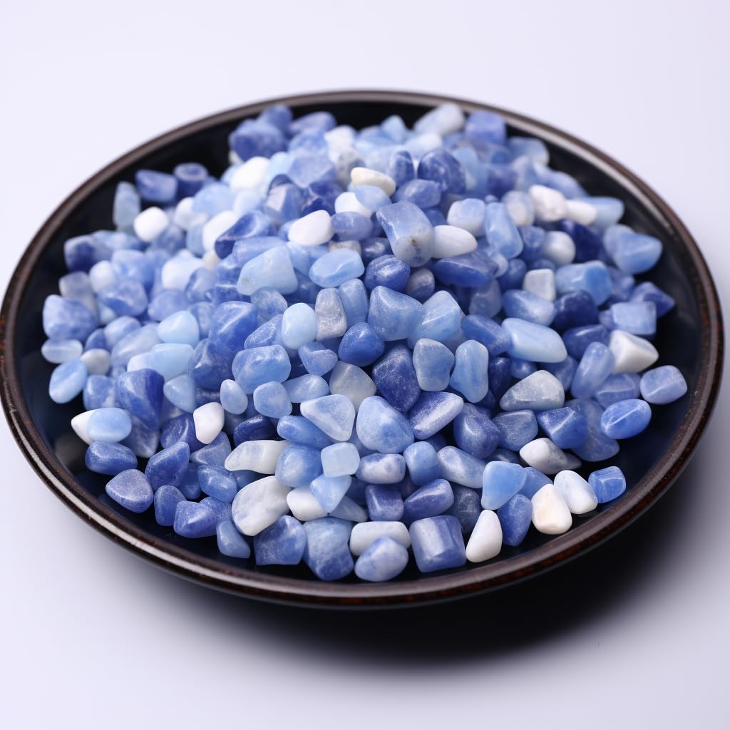 Polished Blue Aventurine Crystal Chips 200 Pcs - 0.3" 10 oz Tumbled Stone Chips Crushed Sea Glass Stones Healing Reiki Crystal Making Home Decoration