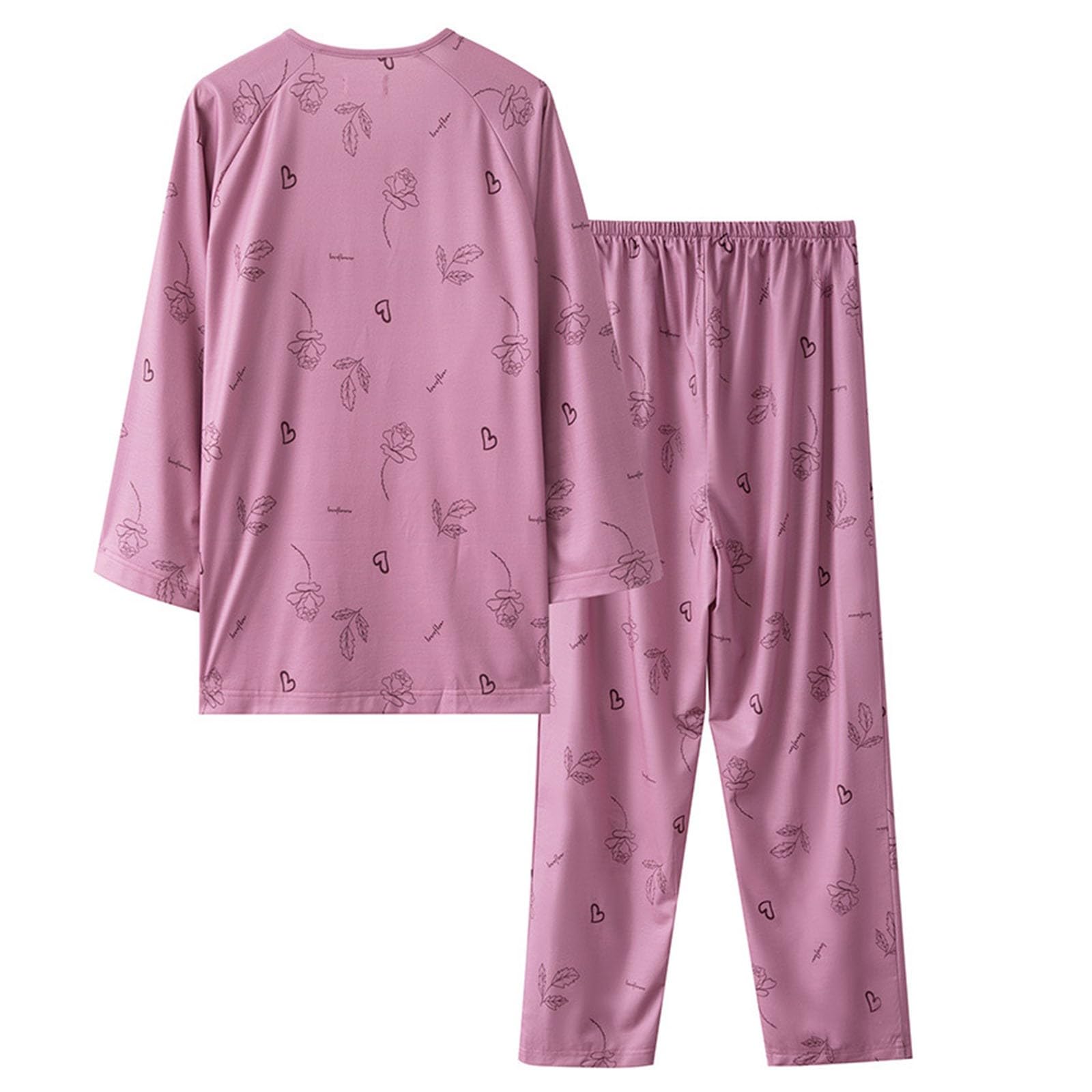 Homewear - Set da donna caldo, per la casa da donna, morbido, caldo, invernale, per l'ospedale, lungo, con bottoni, pigiama, casual, confortevole, a maniche lunghe, da jogging