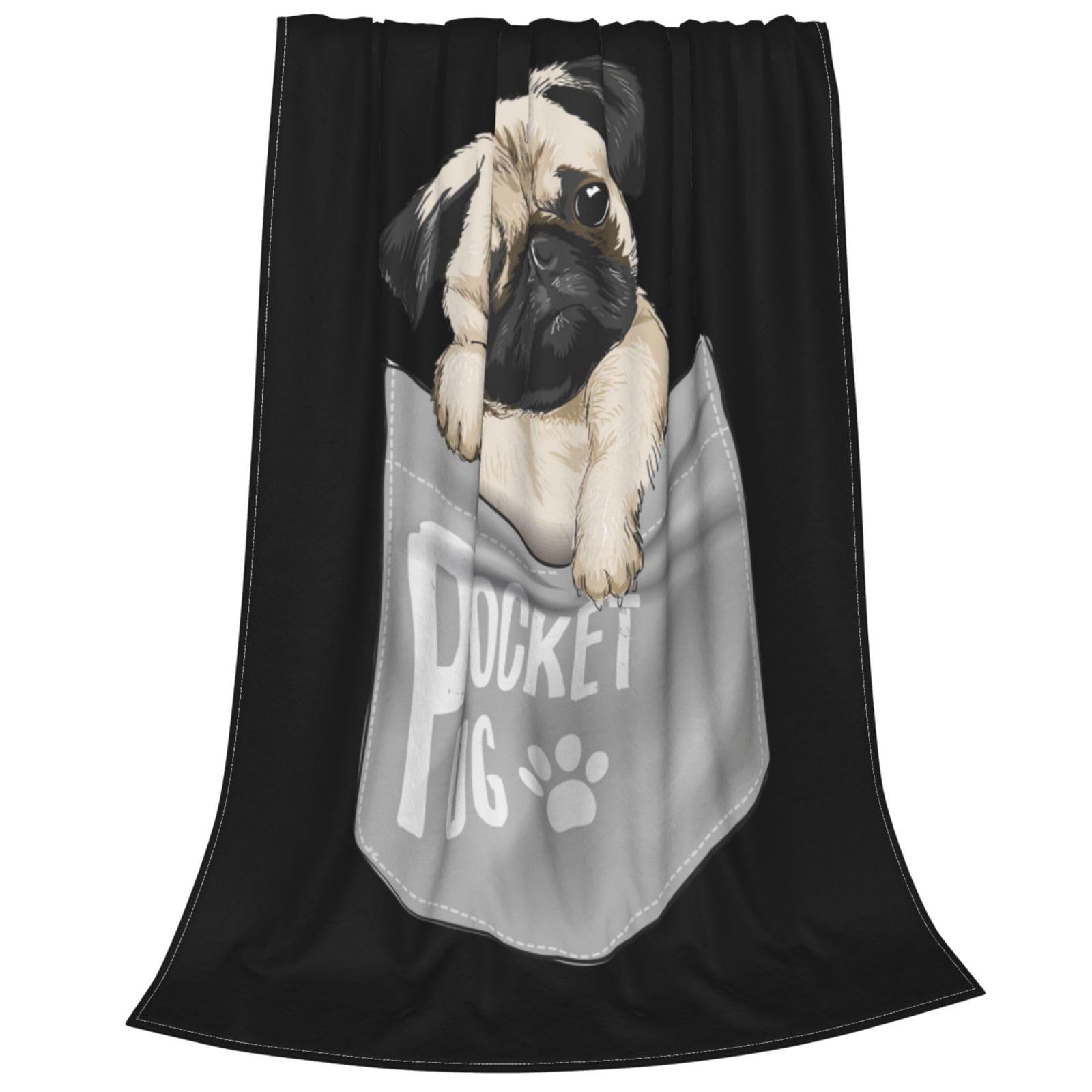 Amazon｜ブランケット パグ ポケット ぱぐ 犬 フランネル ふんわり