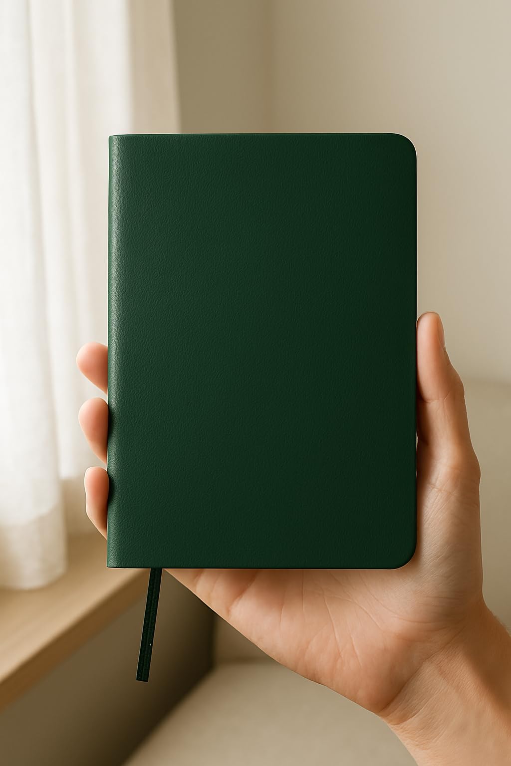 Fark Tanıtım Fark Tanıtım Çizgisiz Not Defteri, Yeşil Deri Kapaklı Defter, 128 Yaprak A5 Defter, Ofis ve Kırtasiye (14cm x 21 cm) (Yeşil Kapak)