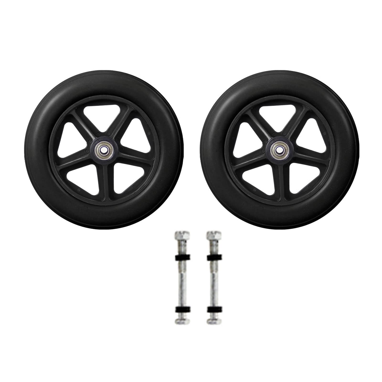 2Pcs 6/7/8inch Heavy Duty Wheelchair Front Caster Smooth Flexible Solid Tire Wheel Wheelchair Replacement Part