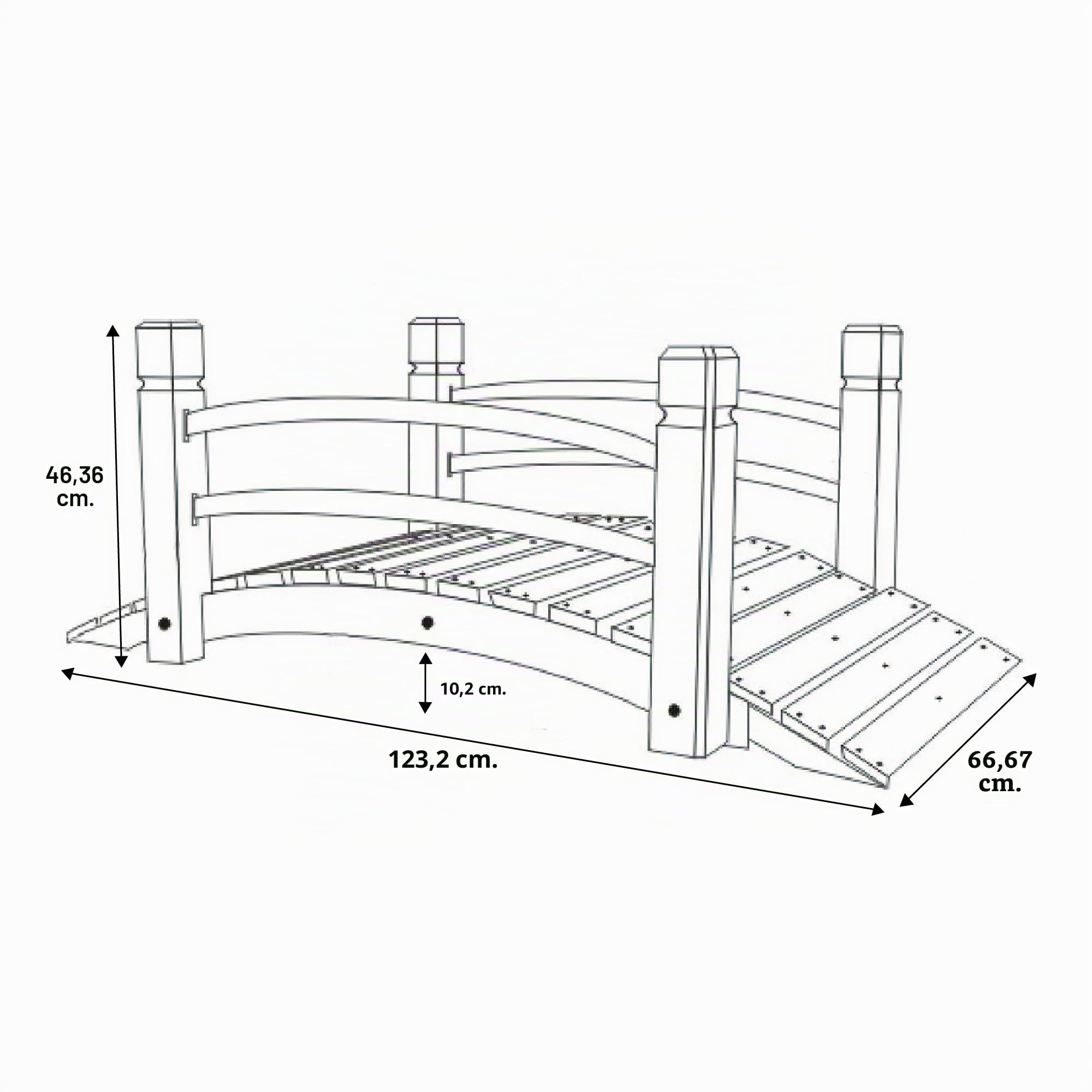 Shine Company 4980N Gartenbrücke aus Zedernholz, mit Seitenschienen, 1,2 m, Natur