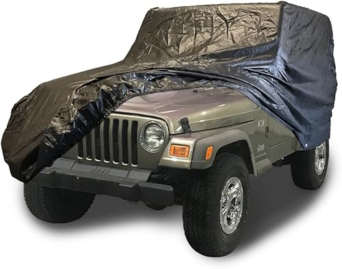 CarsCover Xtrashield cubierta de auto personalizable para todoterreno para Jeep Wrangler modelos 1976 a 2006 de 2 puertas (CJ7, YJ y TJ), negra