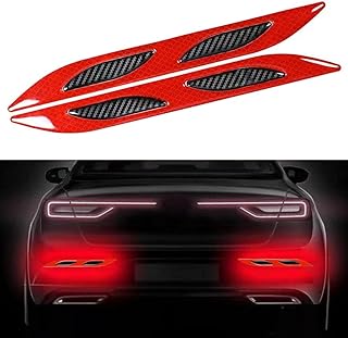 2 PCS Car Strong Reflective Stripe Stickers,Car Trunk Reflective Stickers,Night Visibility Reflective Decal,Reflective Safety Warning Stripe Stickers for Car,Truck,Motorcycle(Red)