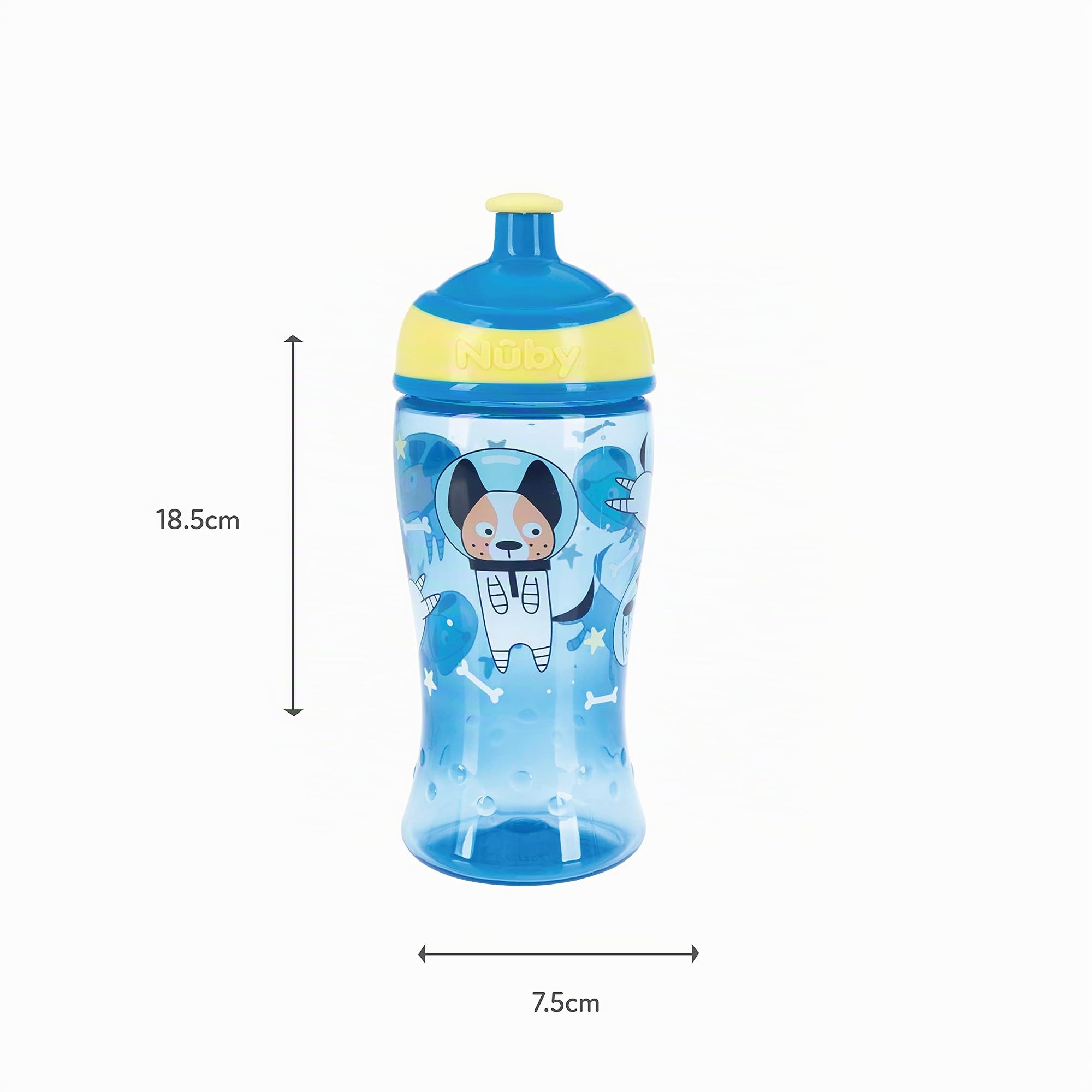 Nuby Super Slurp – Tasse pour enfants | Anti-fuites | Motifs Astronaute | 360 ml | +18 Mois | 2 Pack