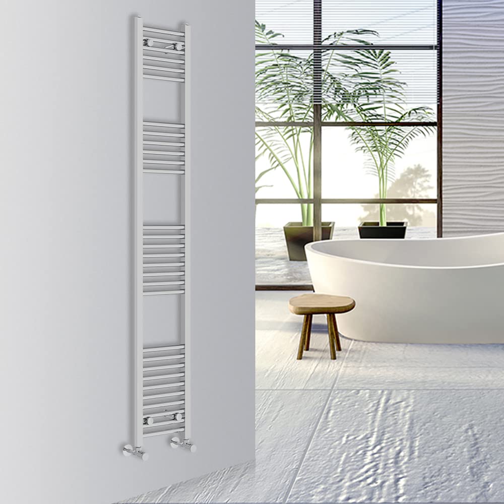 Warmehaus Straight Bathroom Heated Towel Rail Warmer Radiator Central Heating 1800x300mm - Chrome