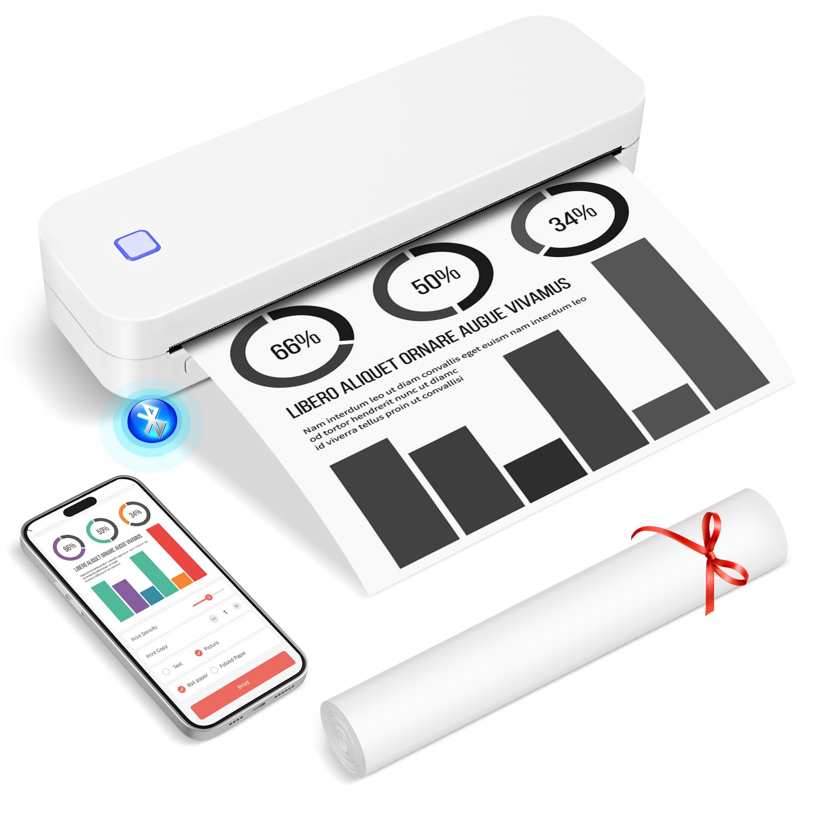 GuKKK Mobiler A4 Drucker für Unterwegs - Thermodrucker Wireless Bluetooth Handy Printer - Unterstützt Thermopapier im 210 x 297 mm Format - Kompatibel mit iOS & Android GuKKK Mobiler A4 Drucker für Unterwegs - Thermodrucker Wireless Bluetooth Handy Printer - Unterstützt Thermopapier im 210 x 297 mm Format - Kompatibel mit iOS & Android