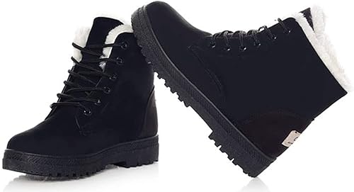 Miniatura 3 de DADAWEN Botas de nieve de gamuza impermeables con cordones para mujer