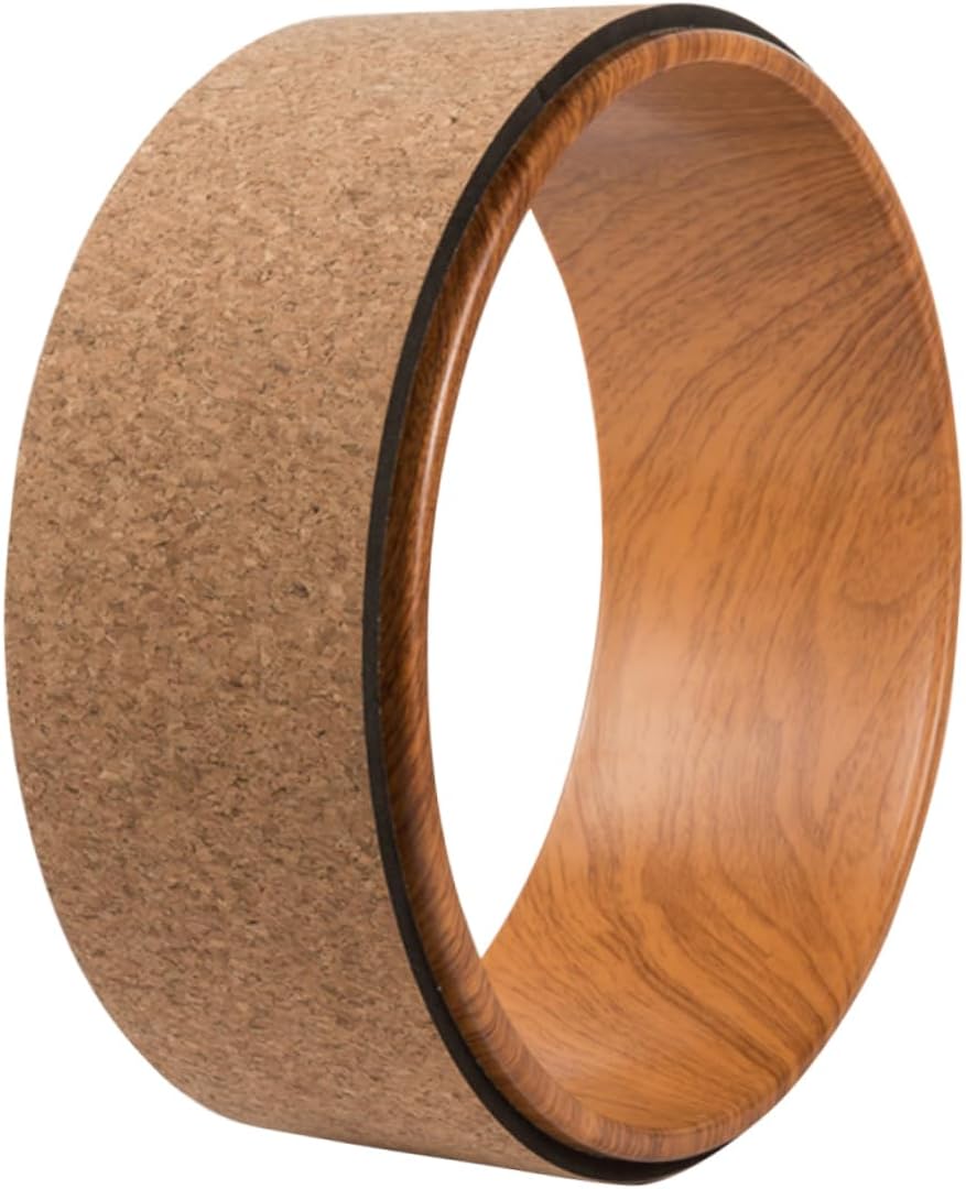 Mikinona Natural Cork Yoga Wheel for Backbend Support Fitness Roller for Stretching for Back Pain Relief and Flexibility Training