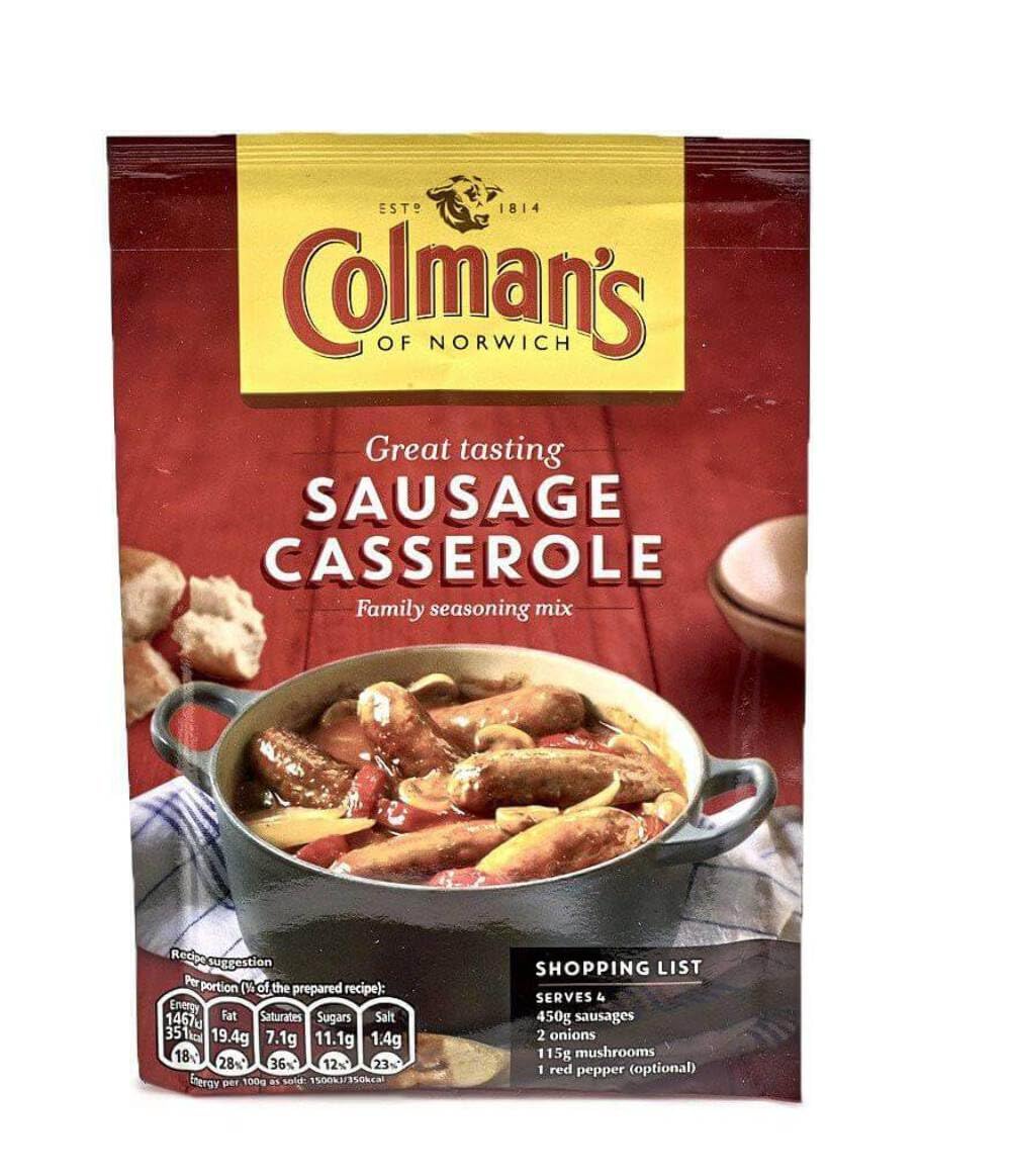 Original Colman's Sausage Casserole Sauce Mix Imported From The UK England A Seasoning Mix with Tomato Herb for Sausage Casserole Colman's Sausage British Casserole Sauce Mix