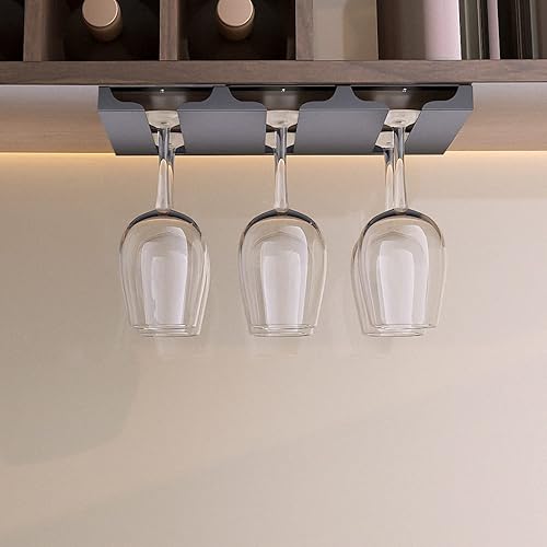 Miniatura 3 de Soporte para copas de vino debajo del estante, estante de acero inoxidable para armario, colgador de almacenamiento de secado de cristalería,