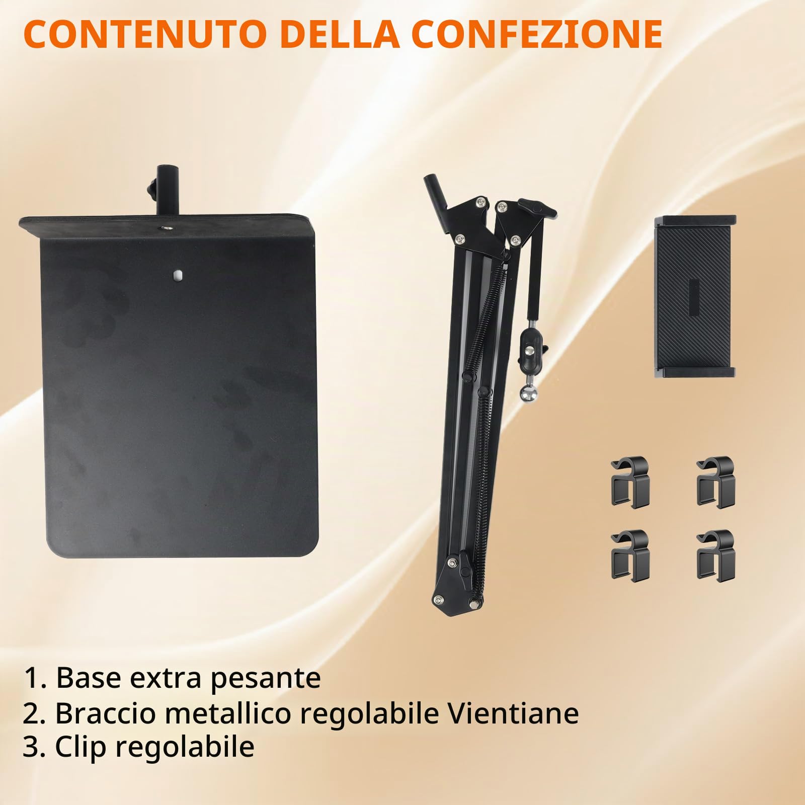 Supporto per tablet a mano libera per letto con braccio lungo regolabile – pieghevole in metallo per Kindle, tablet, iPad e telefono cellulare, design nascosto, nessun danno ai mobili, ideale per