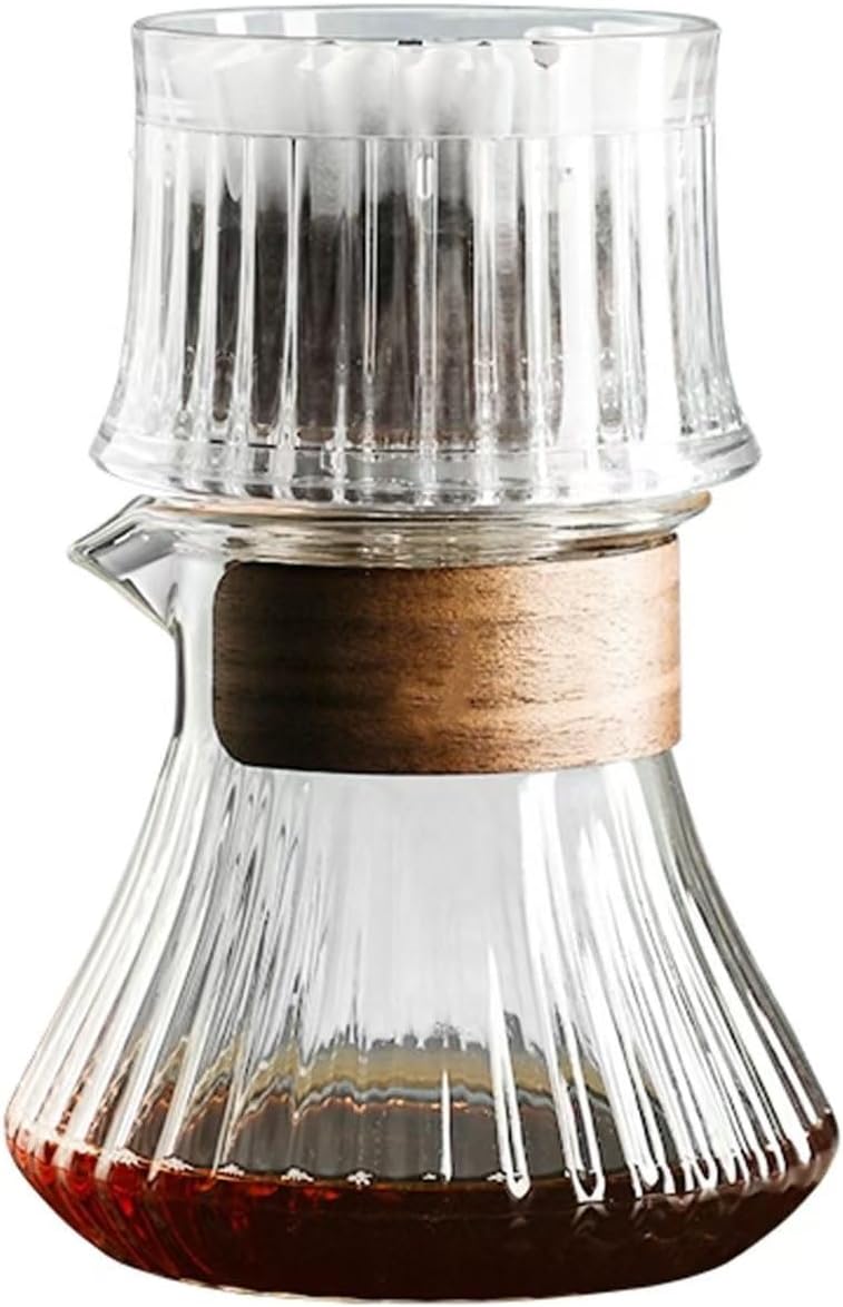 Pour Over Coffee Maker, Drip Cold Brew Coffee Maker, with 50 Pcs Paper Filter, Glass Carafe, Drip Rate Adjustable, for Home Café Restaurant Camping