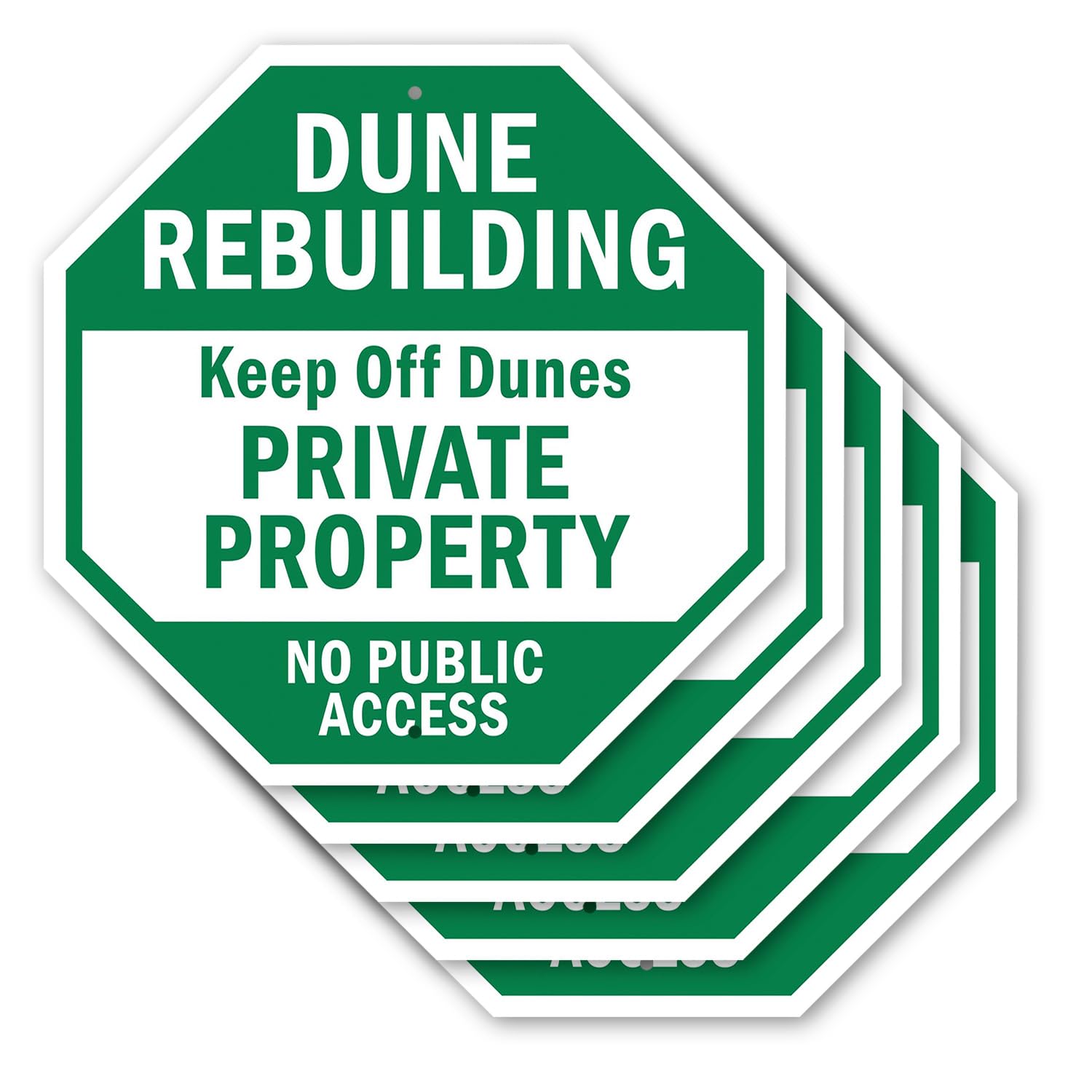 Dune Rebuilding Keep Off Dunes Private Property No Public Access (5 Pack) 10 inch X 10 inch Octagon Rust Free Aluminum Metal Signs Weather Resistant,