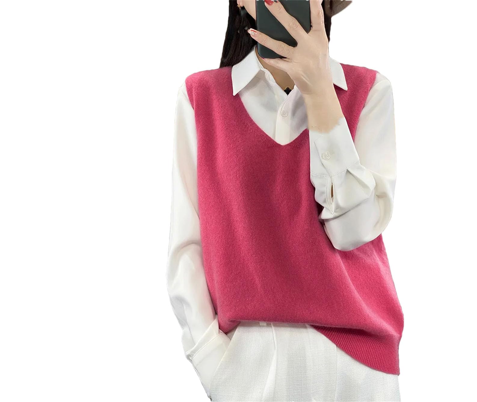 Donne Solido Senza Maniche Gilet Scollo a V Maglia Maglione Gilet Solido Maglieria Senza Maniche Maglioni Top