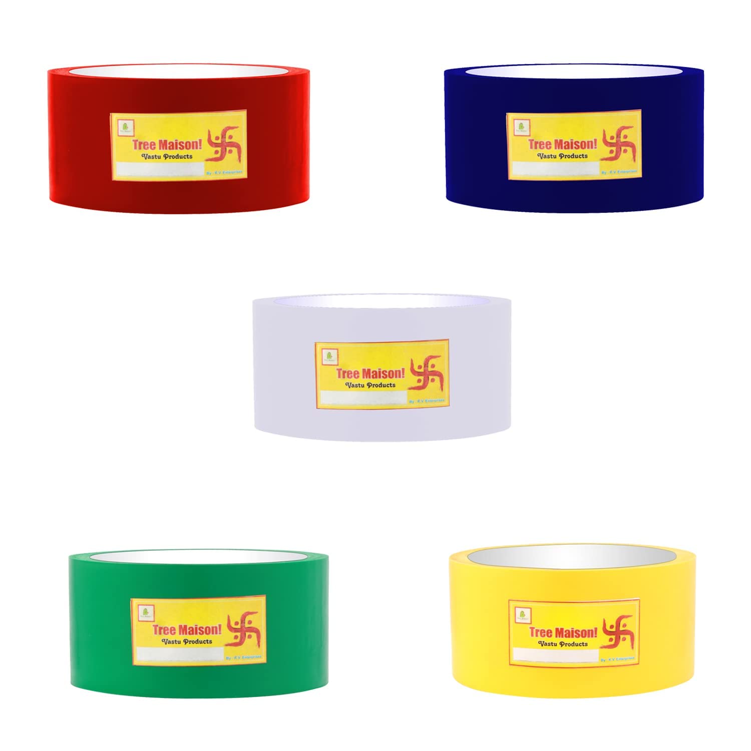 TREE MAISON Vastu Combo of 5 Color Tape | Size - 2 Inch (48 mm) Approx | Length- 20 Meter (Approx) | Vastu Tape Remedy for Toilet | Vastu Tape for Main Door Entrance | Tape Remedy | Pack of 5 (B0D9KHKD6X) Amazon Price History, Amazon Price Tracker